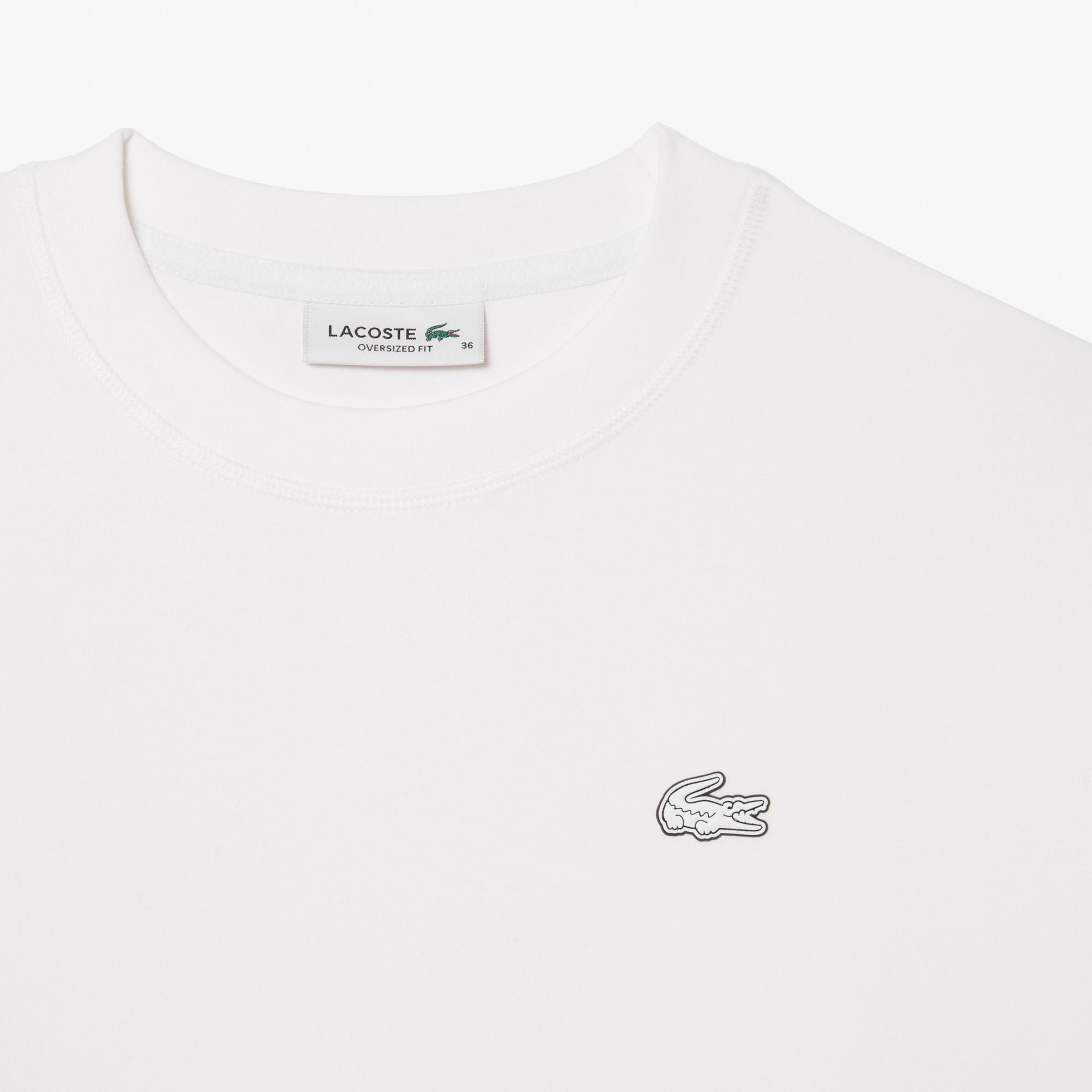 Lacoste Kadın Oversize Fit Bisiklet Yaka Beyaz Sweatshirt