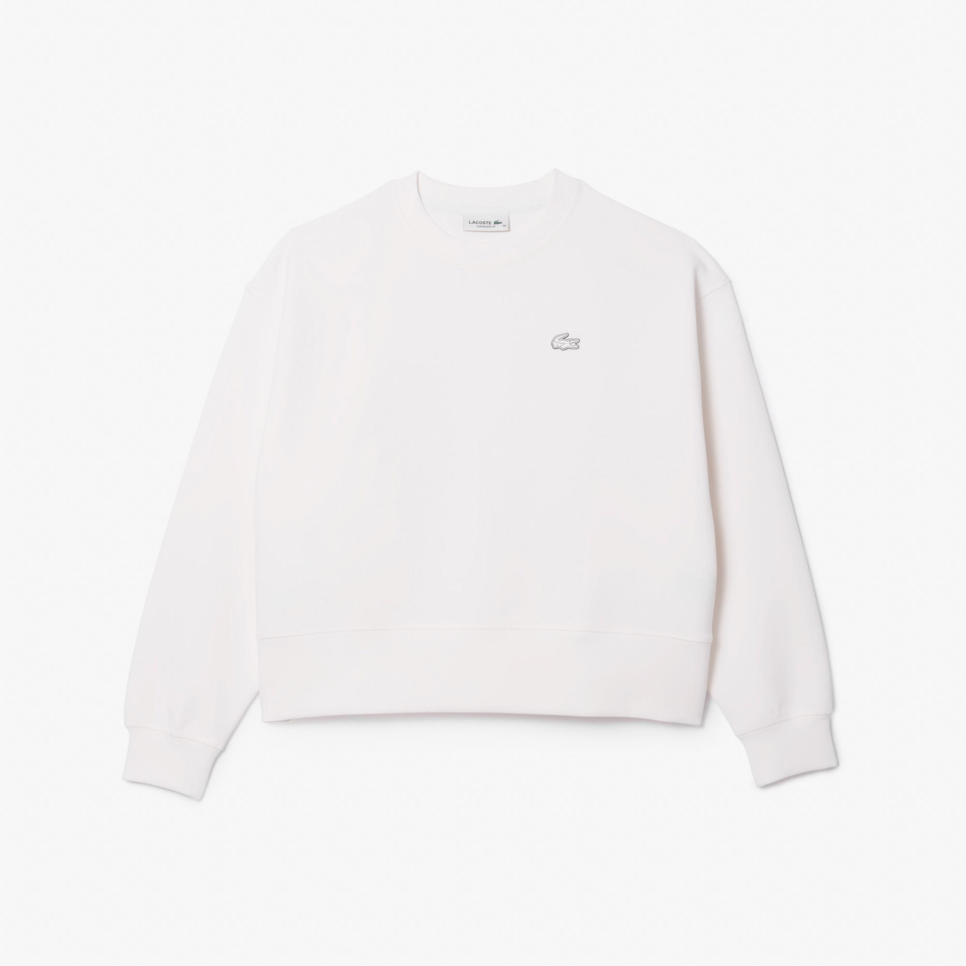 Lacoste Kadın Oversize Fit Bisiklet Yaka Beyaz Sweatshirt