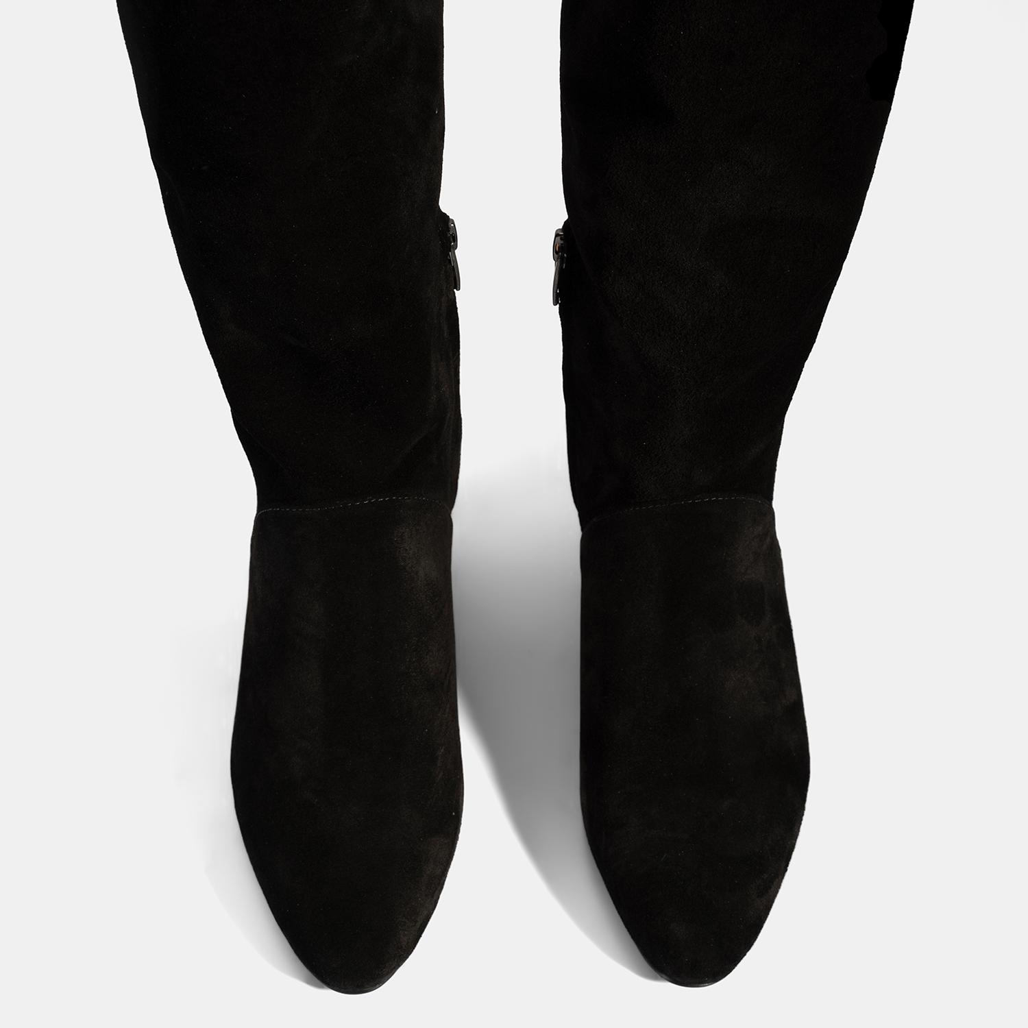 Kadın Siyah Süet Deri Çizme