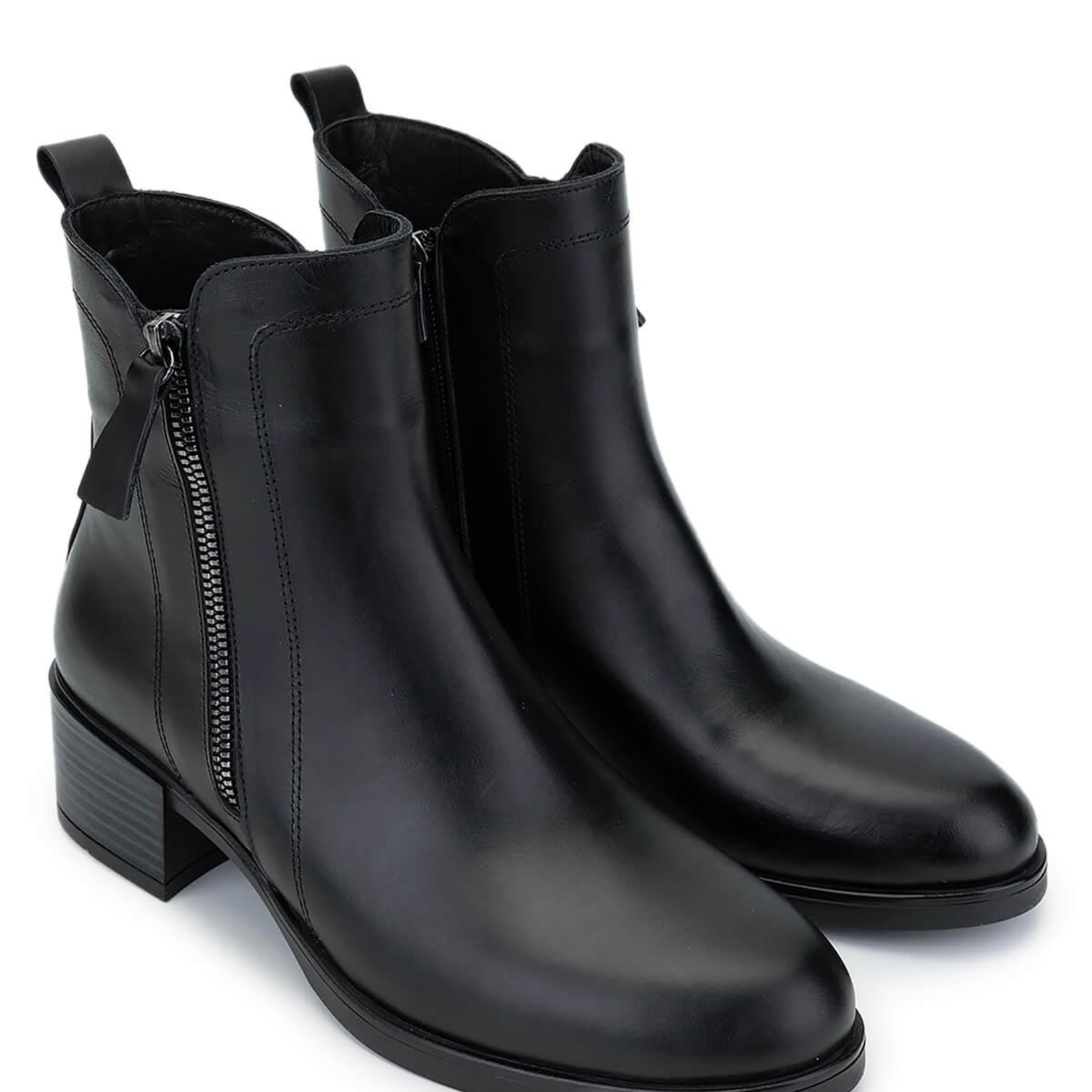 Tamer Tanca Kadın Hakiki Deri Siyah Deri Topuklu Bot