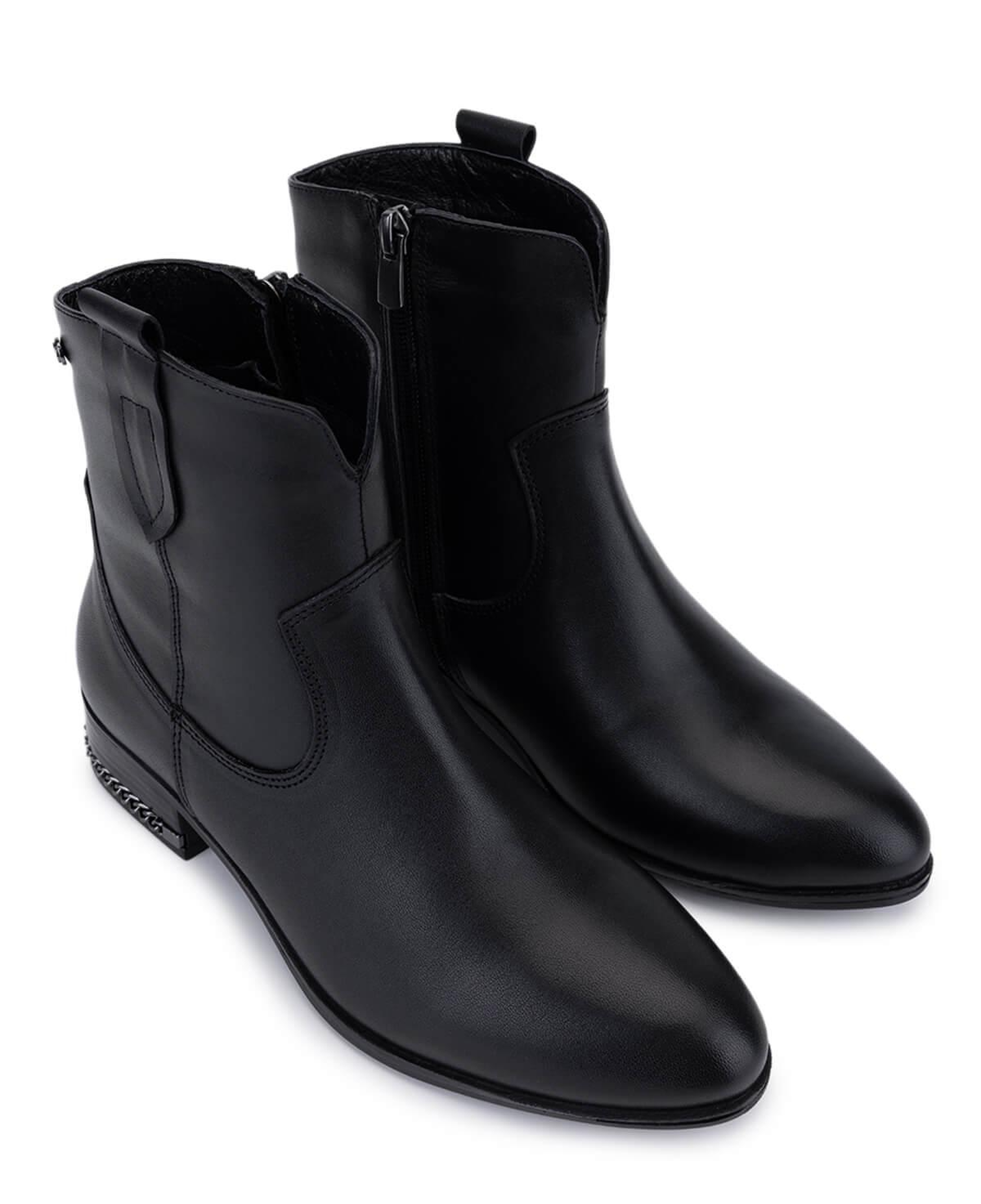 Tamer Tanca Kadın Hakiki Deri Siyah Deri Topuklu Bot