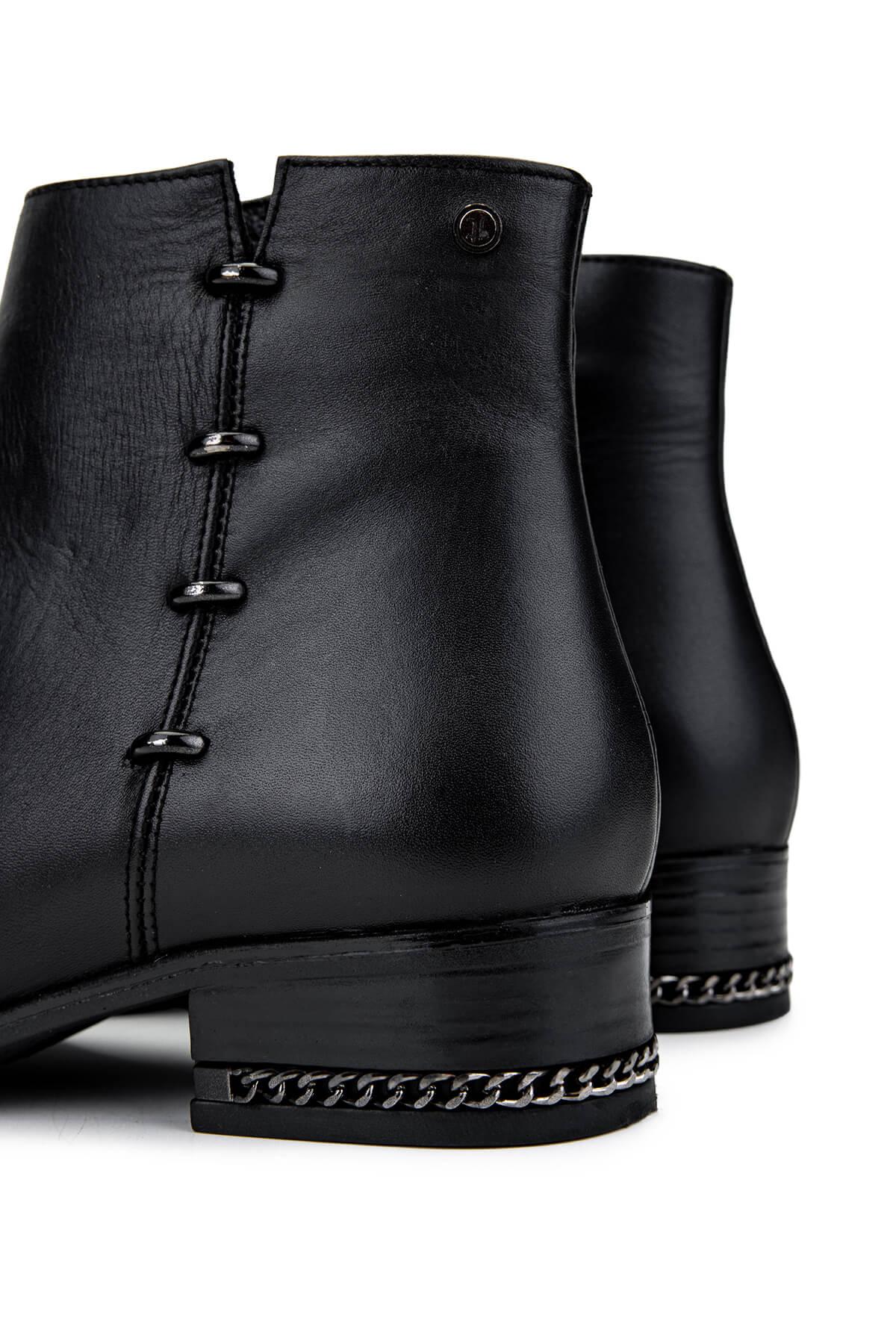 Tamer Tanca Kadın Hakiki Deri Siyah Analin Casual Bot