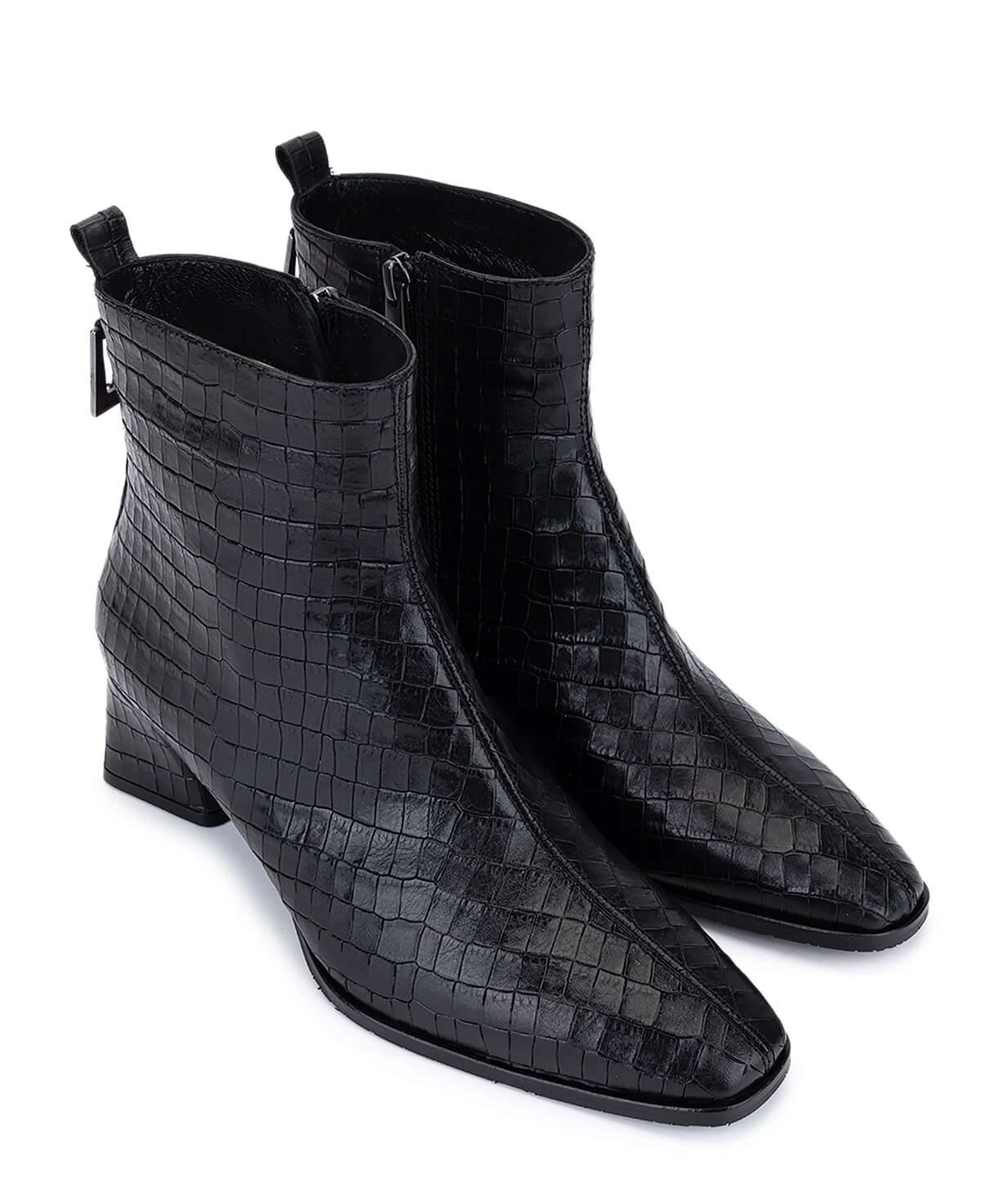 Tamer Tanca Kadın Hakiki Deri Siyah Kroko Klasik Bot