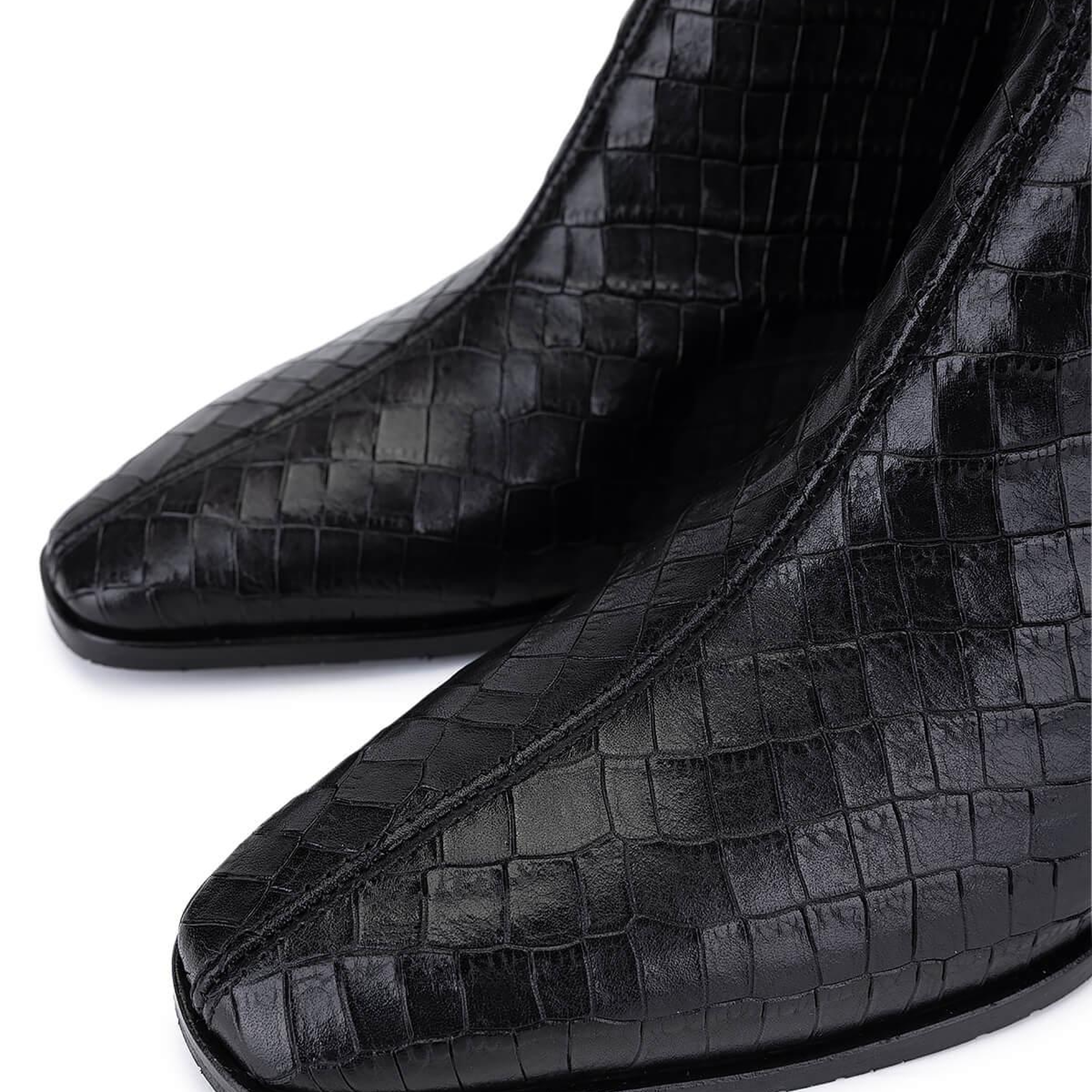 Tamer Tanca Kadın Hakiki Deri Siyah Kroko Klasik Bot