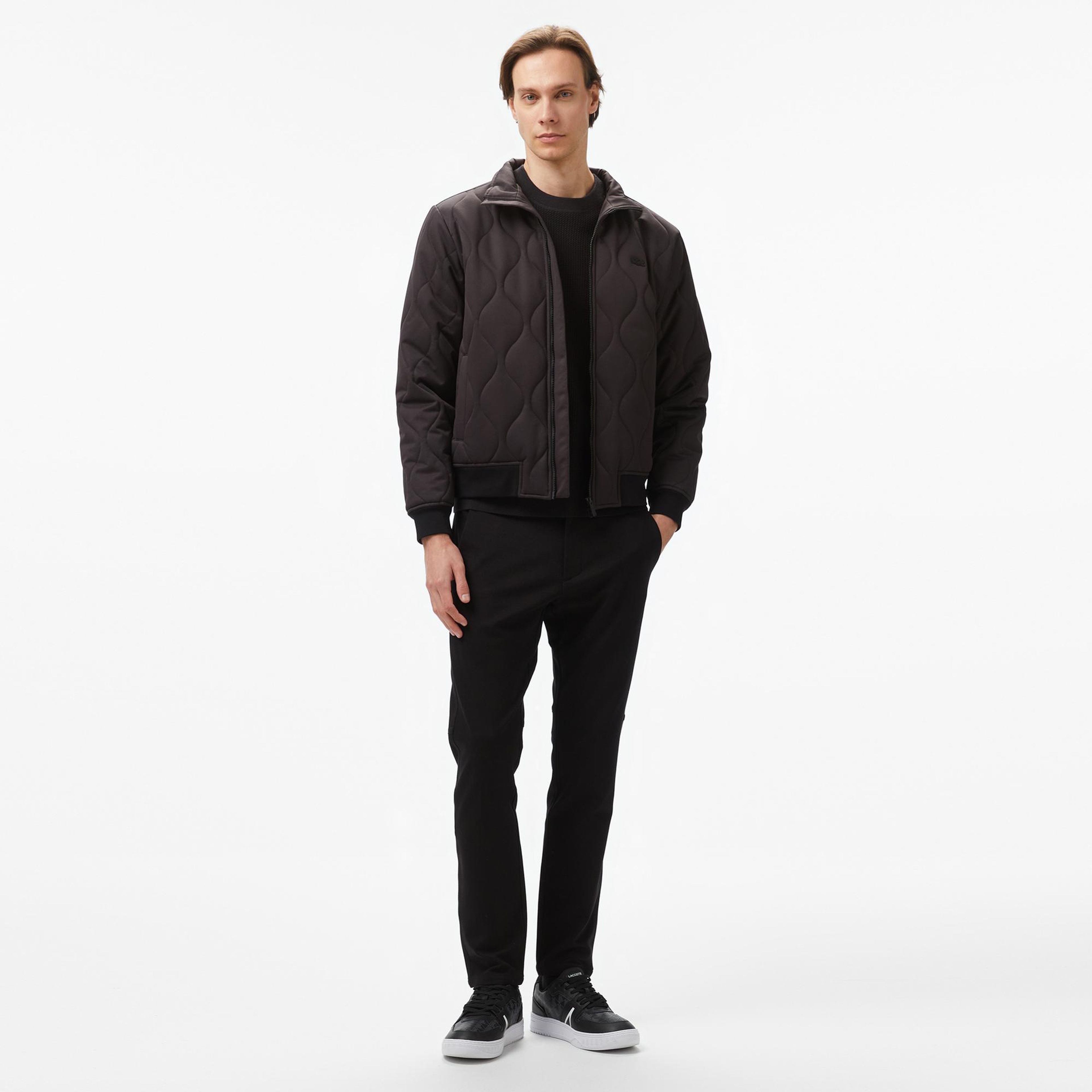Lacoste Erkek Relaxed Fit Dik Yaka Kapitone Siyah Mont