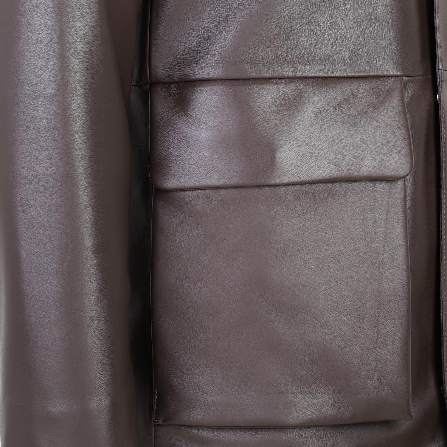 Adahy Kahve Erkek Deri Mont