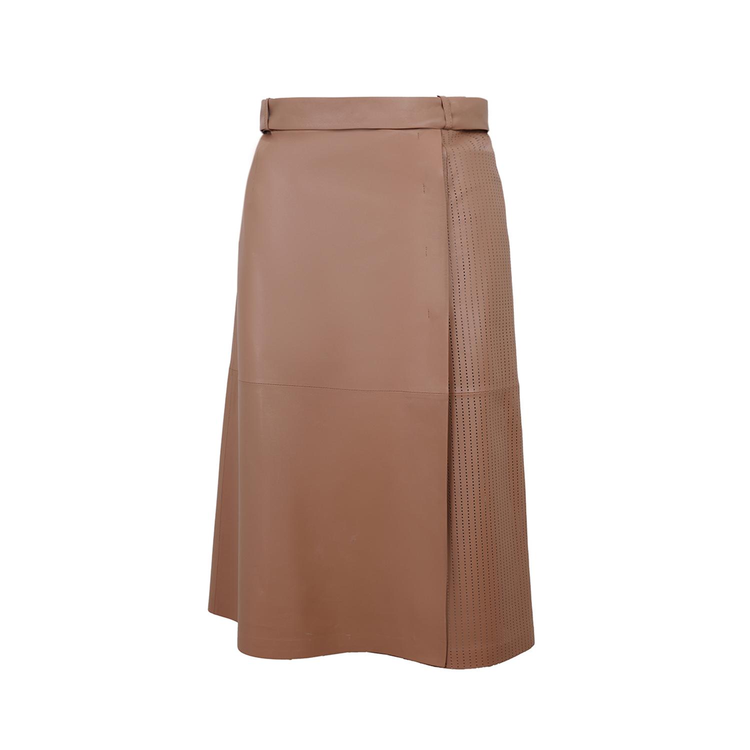 Aldene Kahve Kadın Uzun Deri Etek