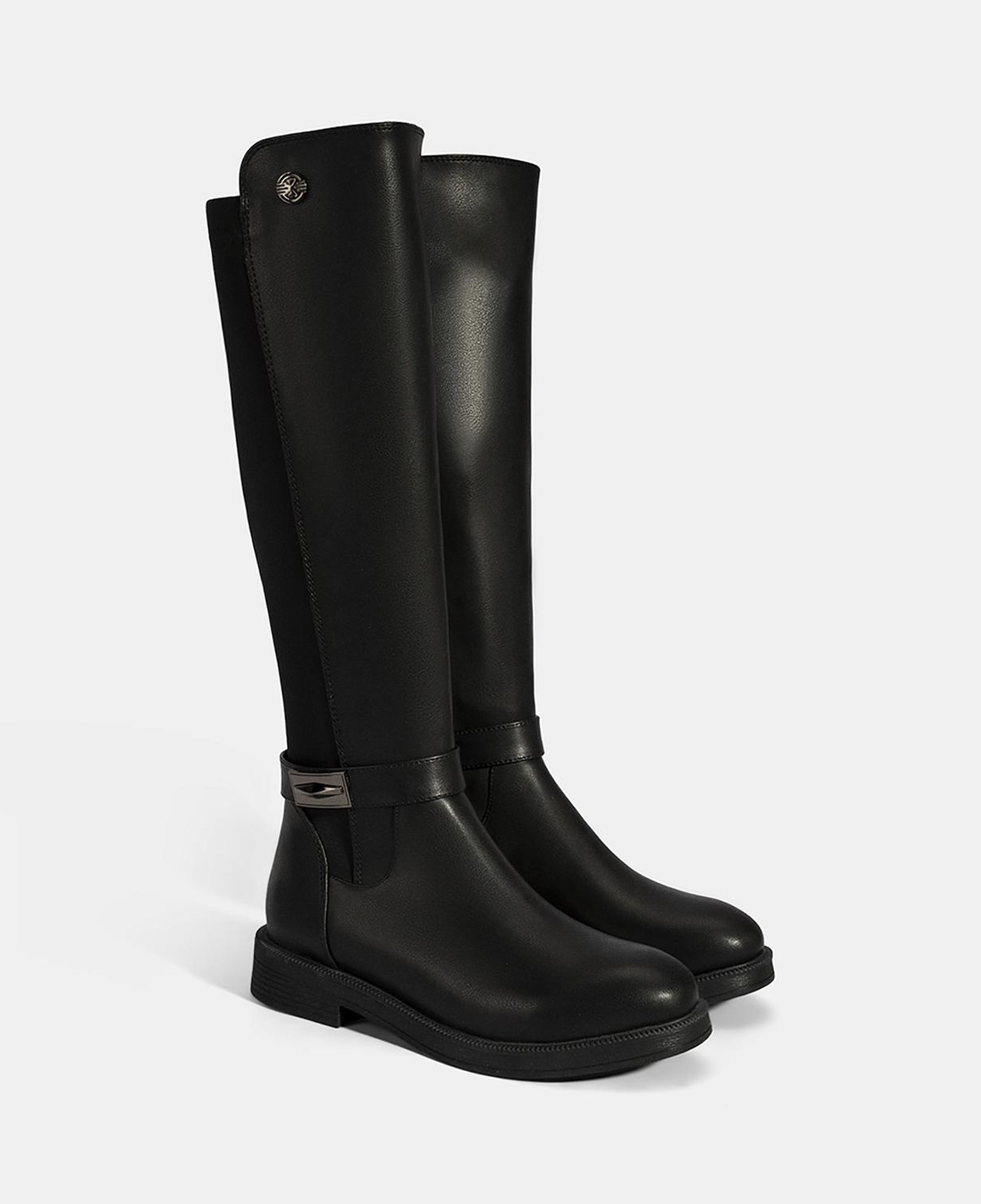 Kadın Siyah Metal Aksesuarlı Stretch Çizme