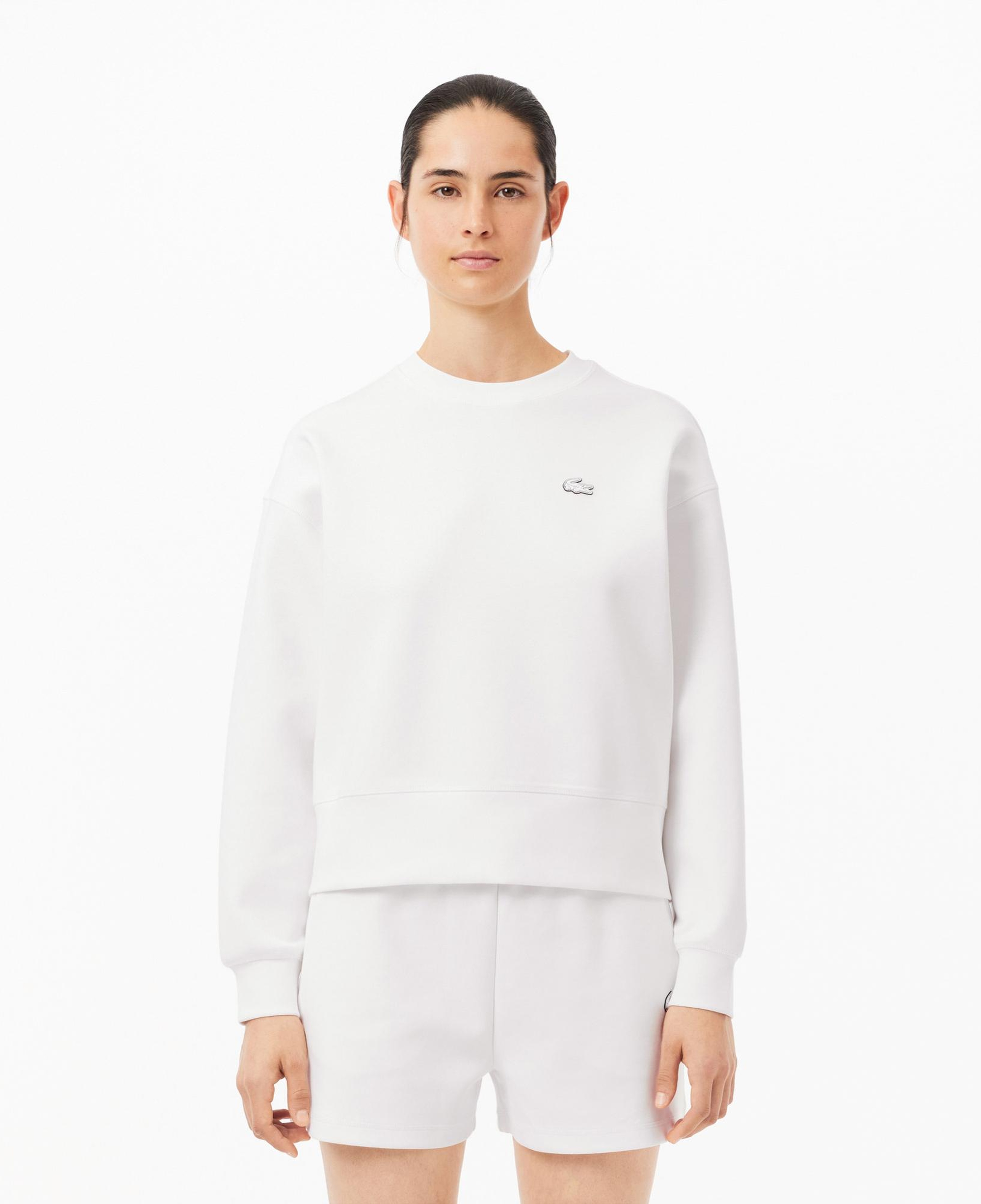 Lacoste Kadın Oversize Fit Bisiklet Yaka Beyaz Sweatshirt