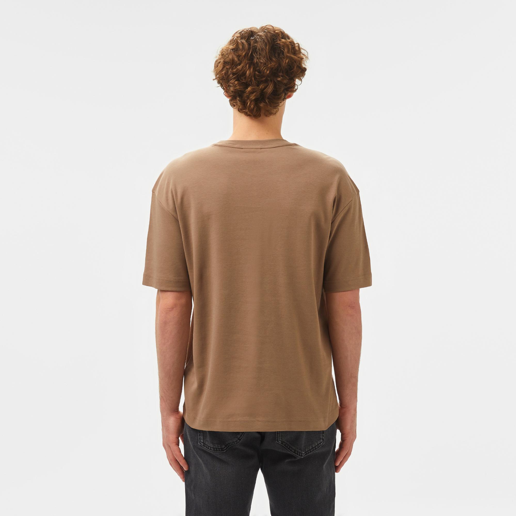 Calvin Klein Nano Logo İnterlo Erkek Kahverengi T-Shirt