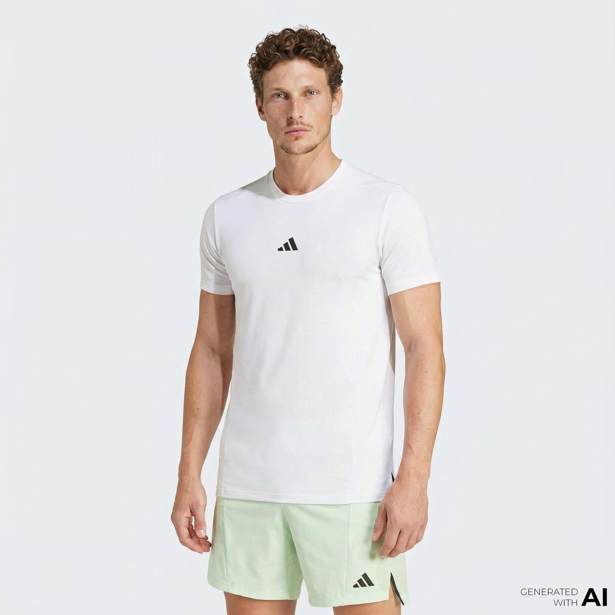 adidas Designed for Training Workout Erkek Beyaz T-Shirt