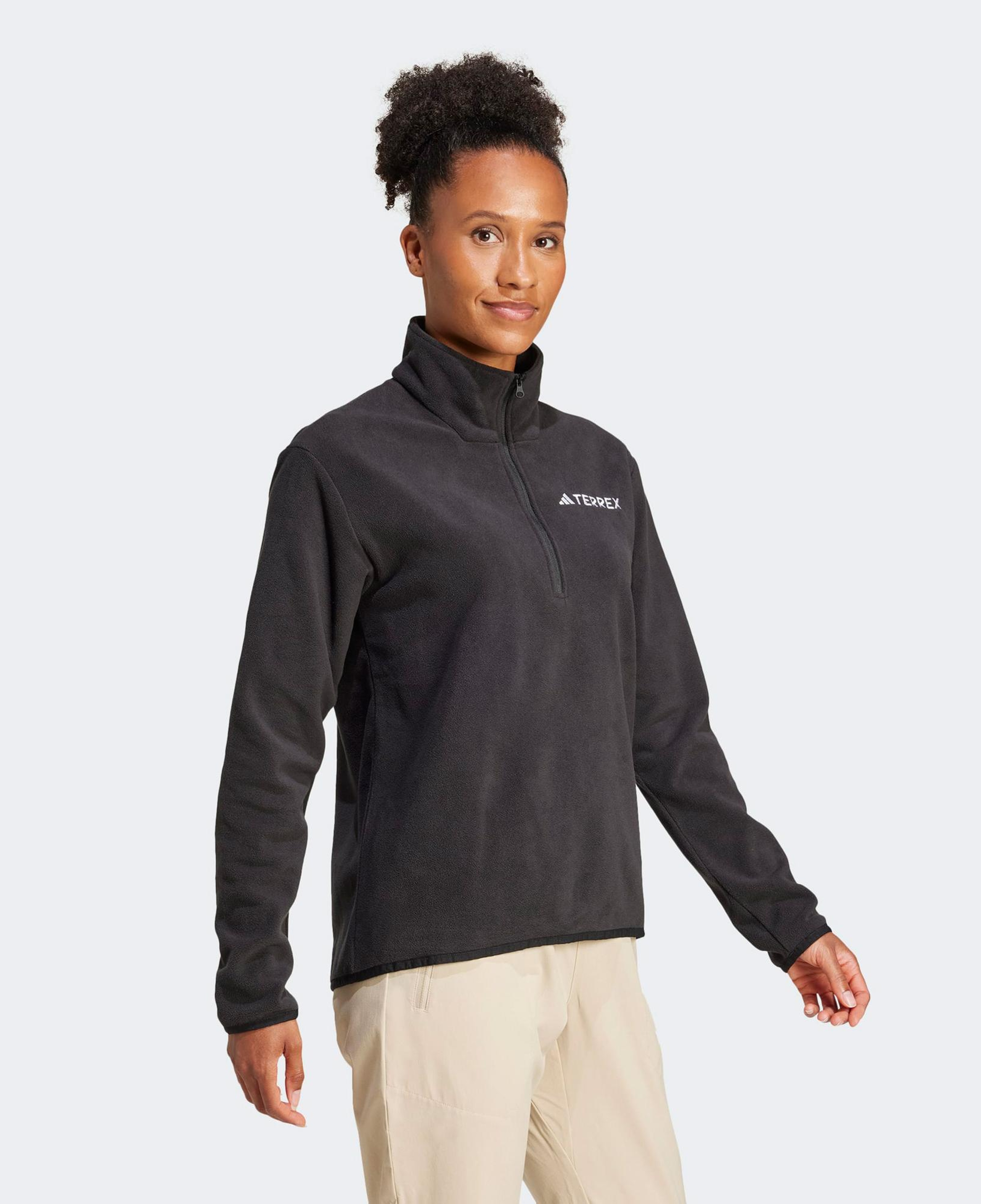 adidas Mountain Essentials Half-Zip Fleece Kadın Siyah Polar