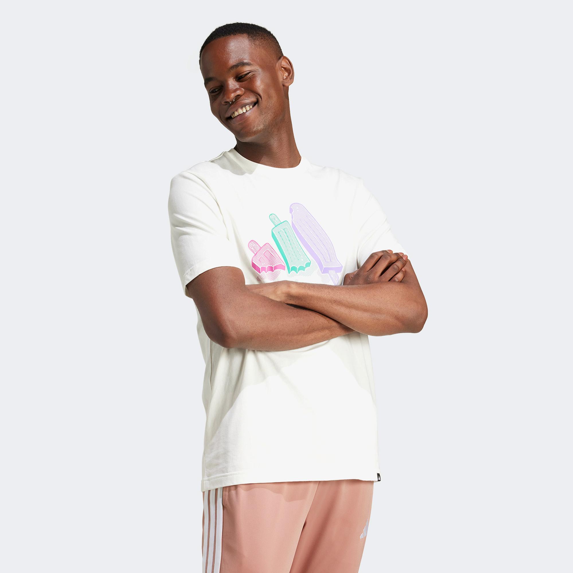 adidas Lounge Ice Graphic Erkek Beyaz T-Shirt