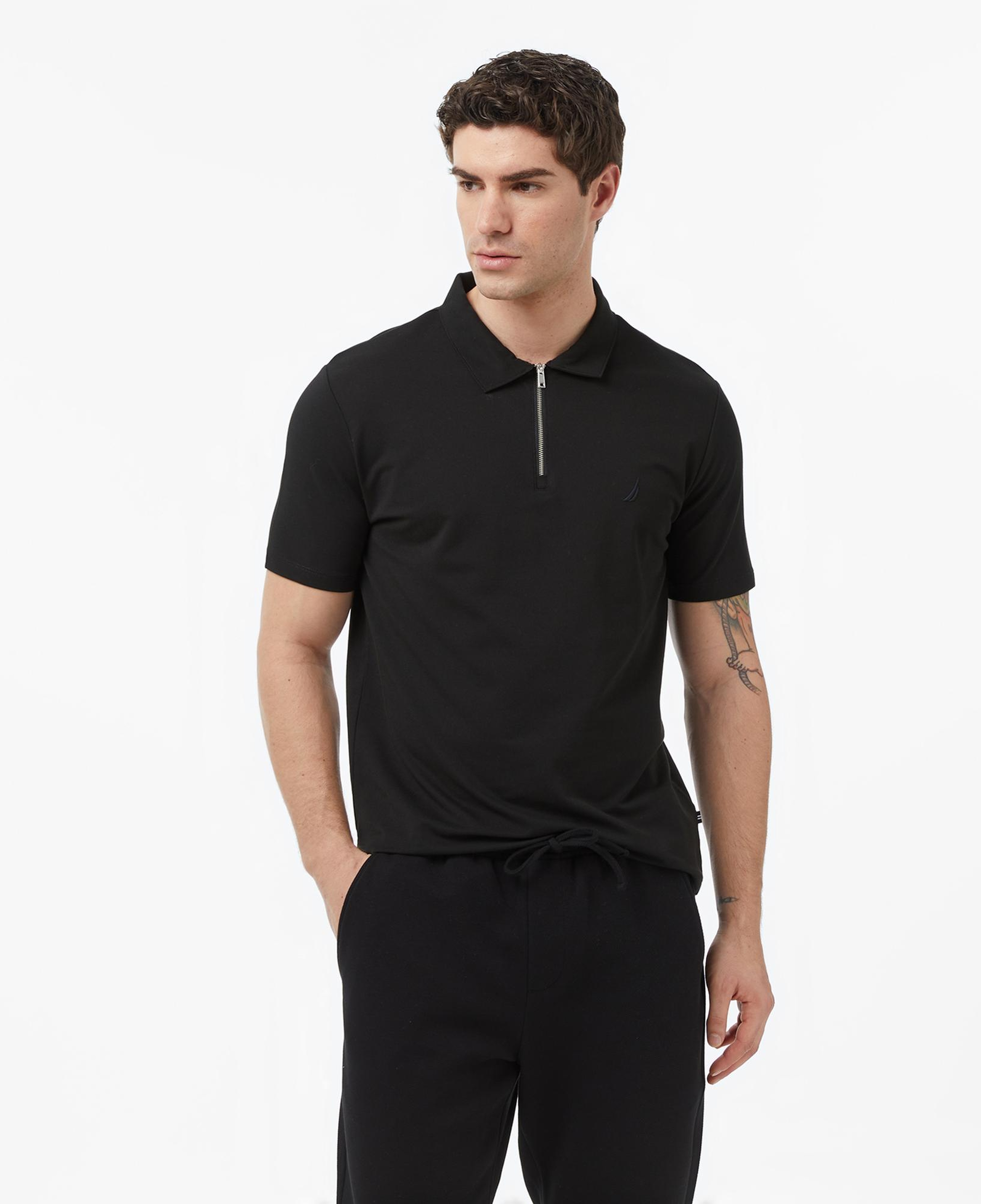 Nautica Erkek Siyah Regular Fit Polo Yaka T-Shirt