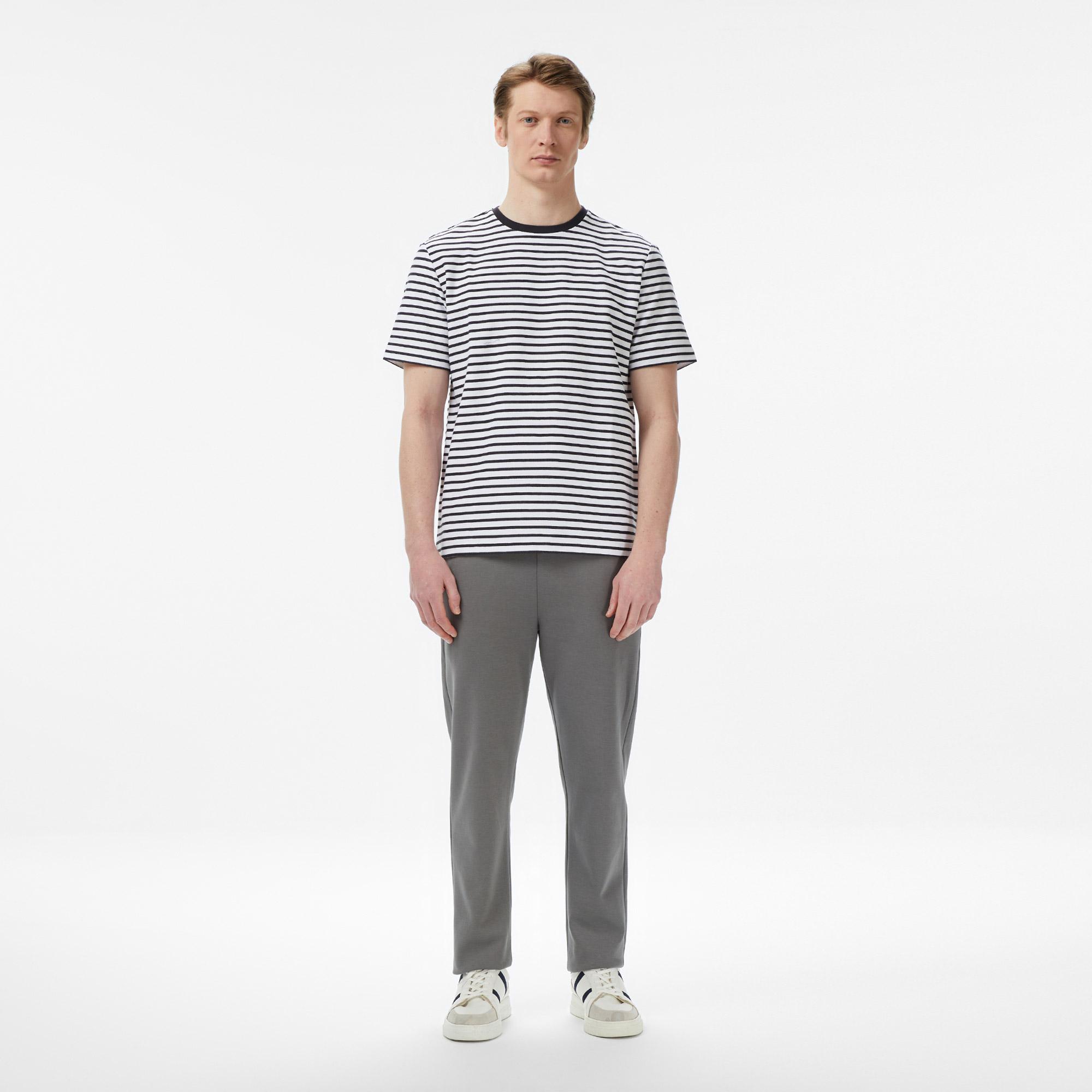 Nautica Erkek Lacivert Regular Fit Çizgili T-Shirt