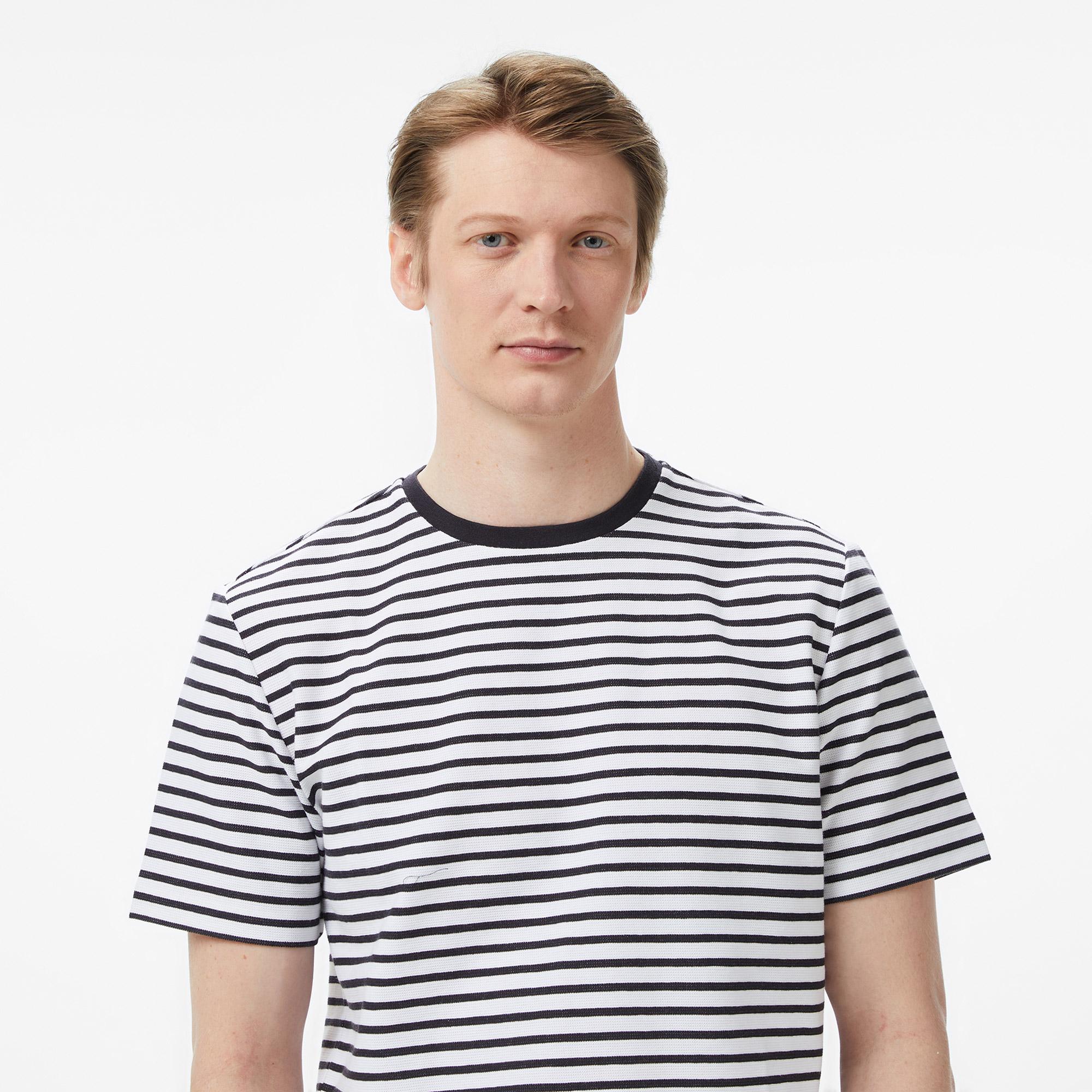 Nautica Erkek Lacivert Regular Fit Çizgili T-Shirt