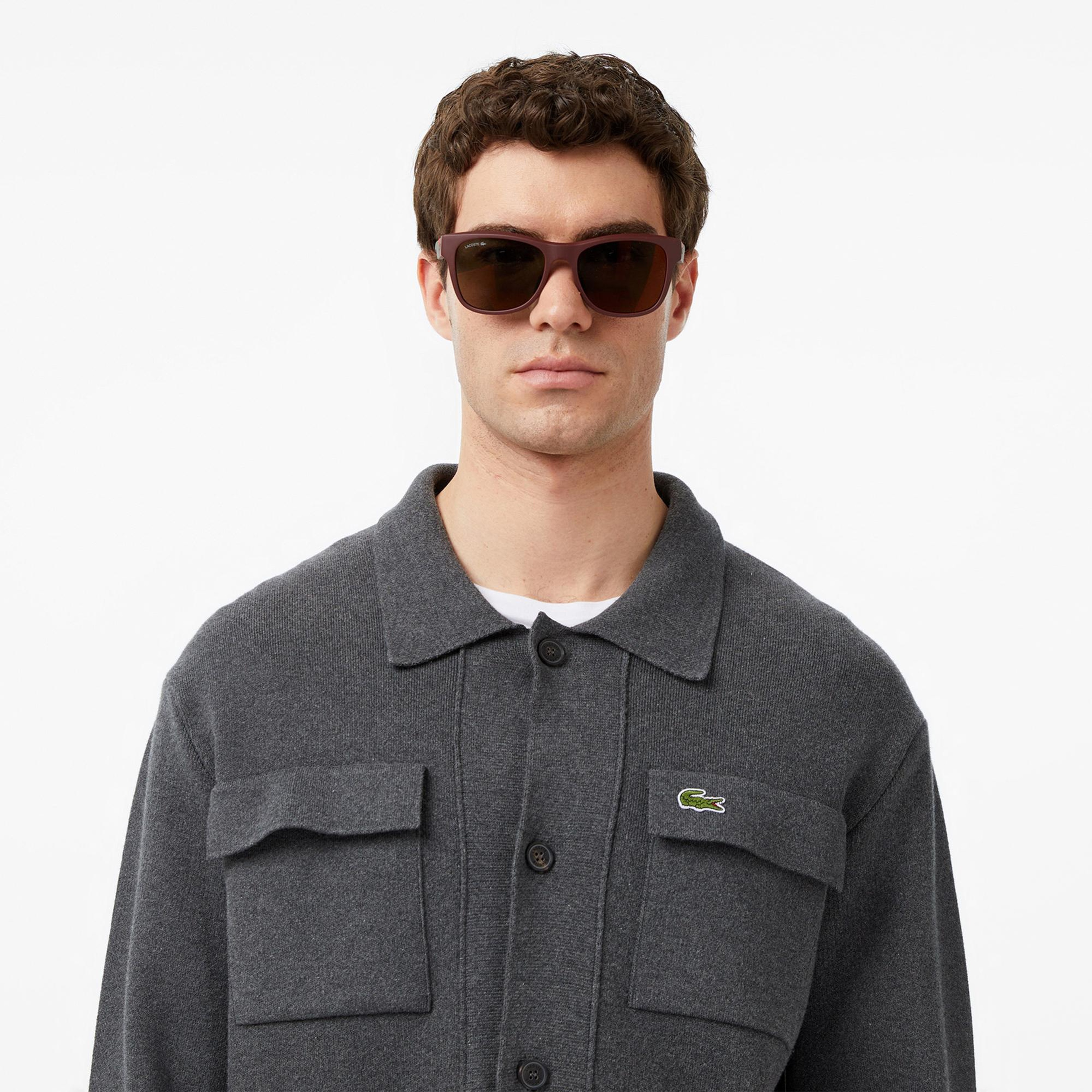 Lacoste Erkek Classic Fit Polo Yaka Gri Hırka