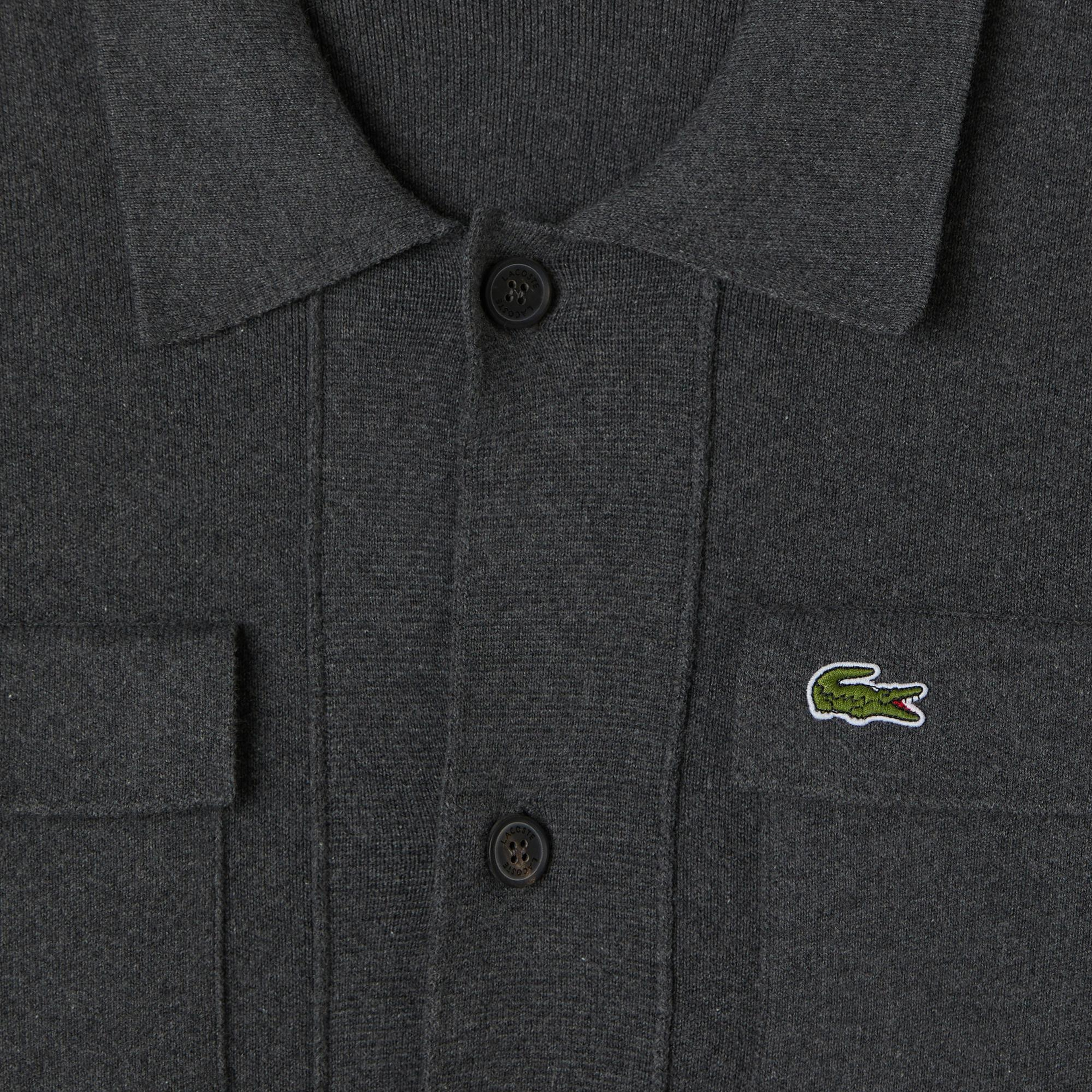 Lacoste Erkek Classic Fit Polo Yaka Gri Hırka