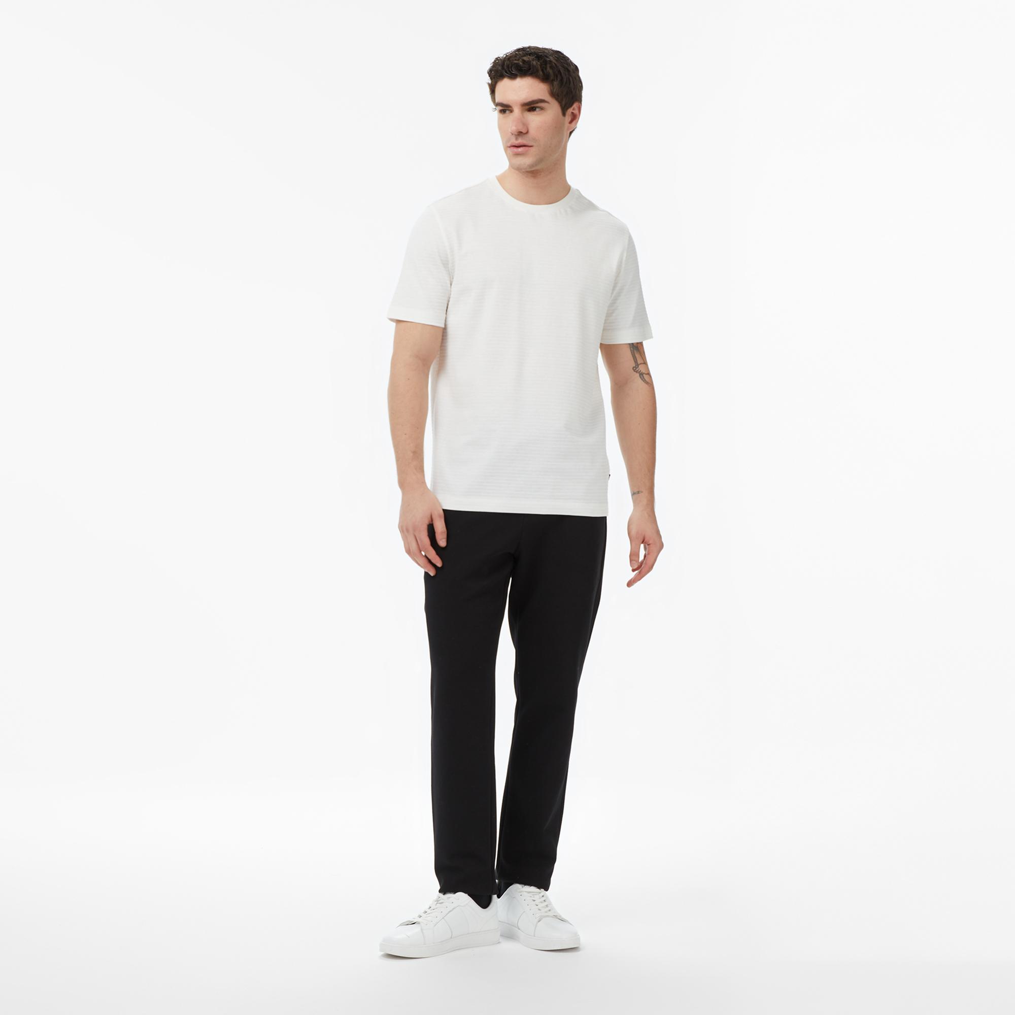 Nautica Erkek Krem Regular Fit Çizgili T-Shirt