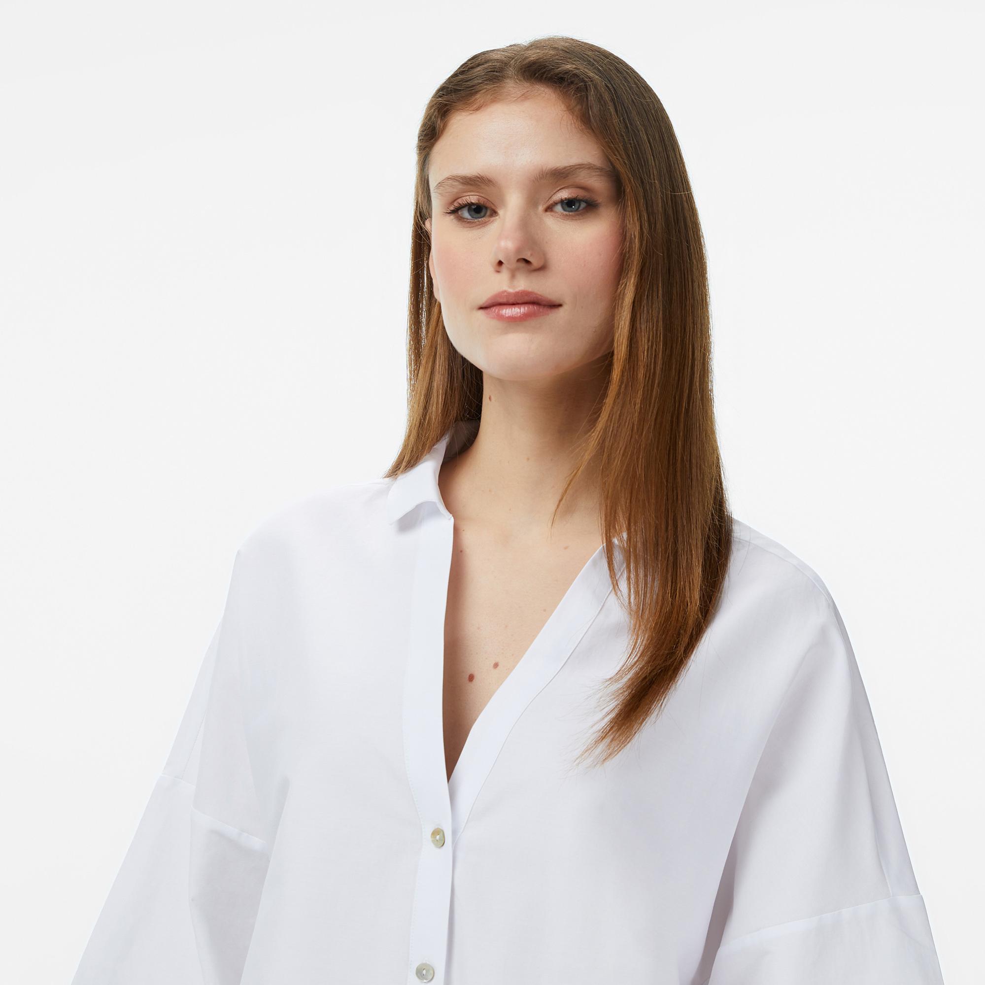 Nautica Kadın Beyaz Regular Fit Kısa Kollu Gömlek