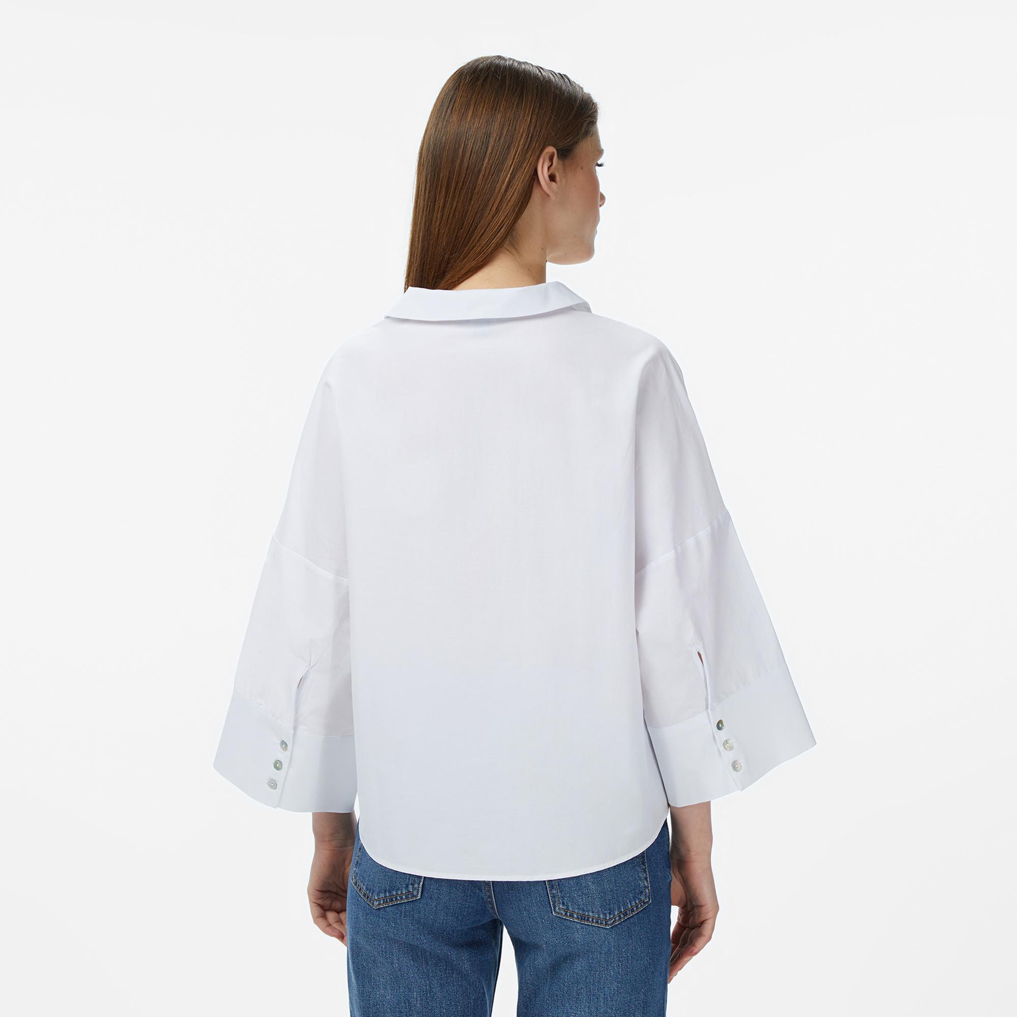 Nautica Kadın Beyaz Regular Fit Kısa Kollu Gömlek