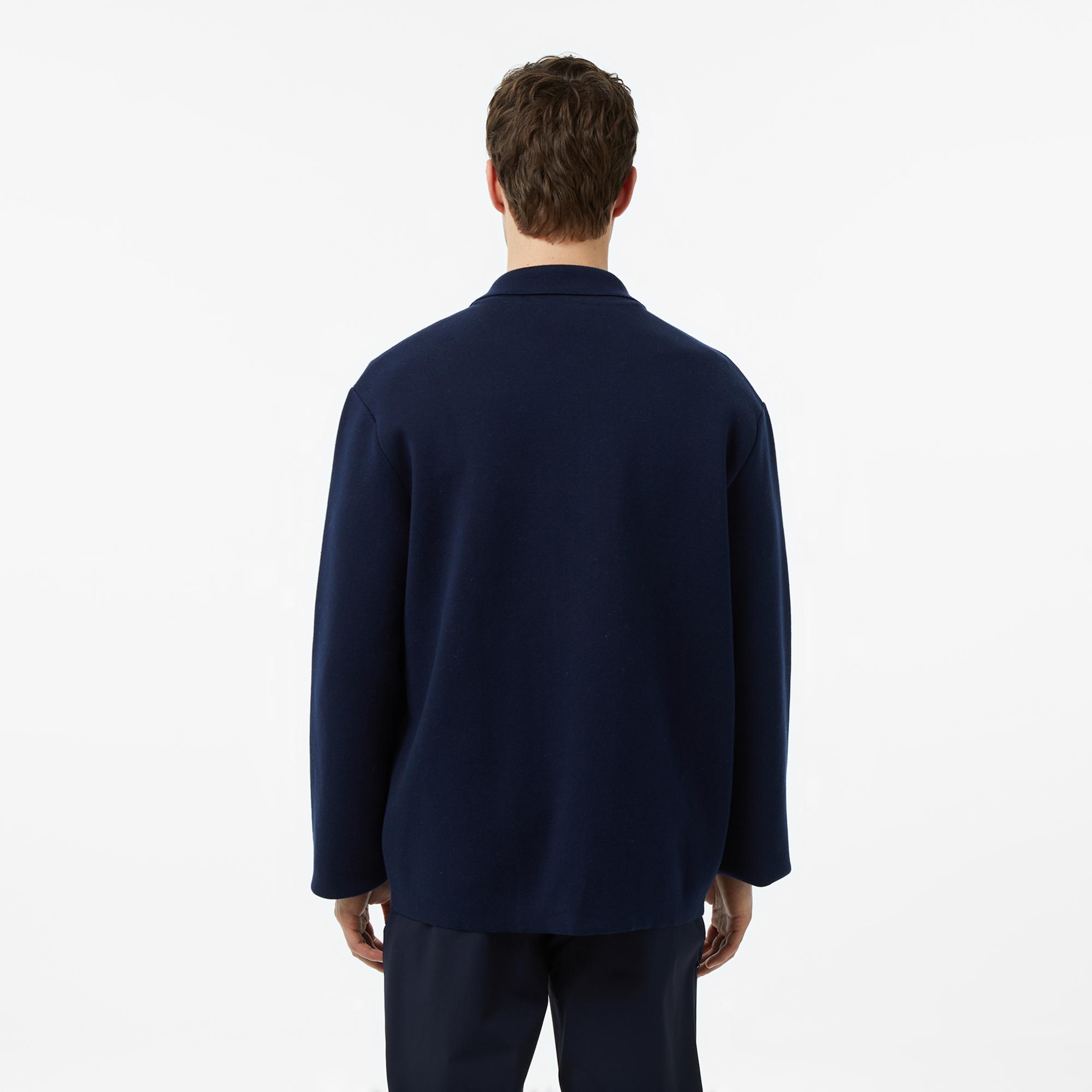 Lacoste Erkek Classic Fit Polo Yaka Lacivert Ceket