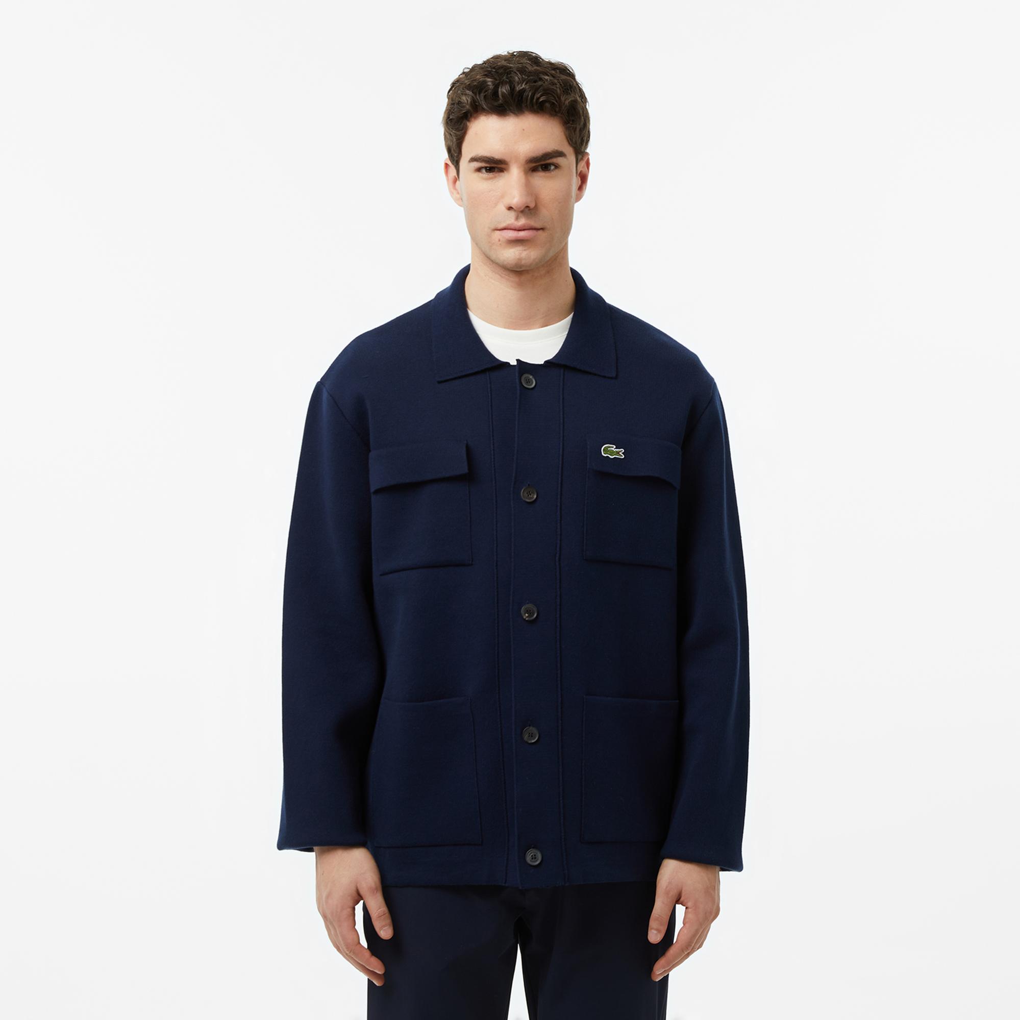 Lacoste Erkek Classic Fit Polo Yaka Lacivert Ceket