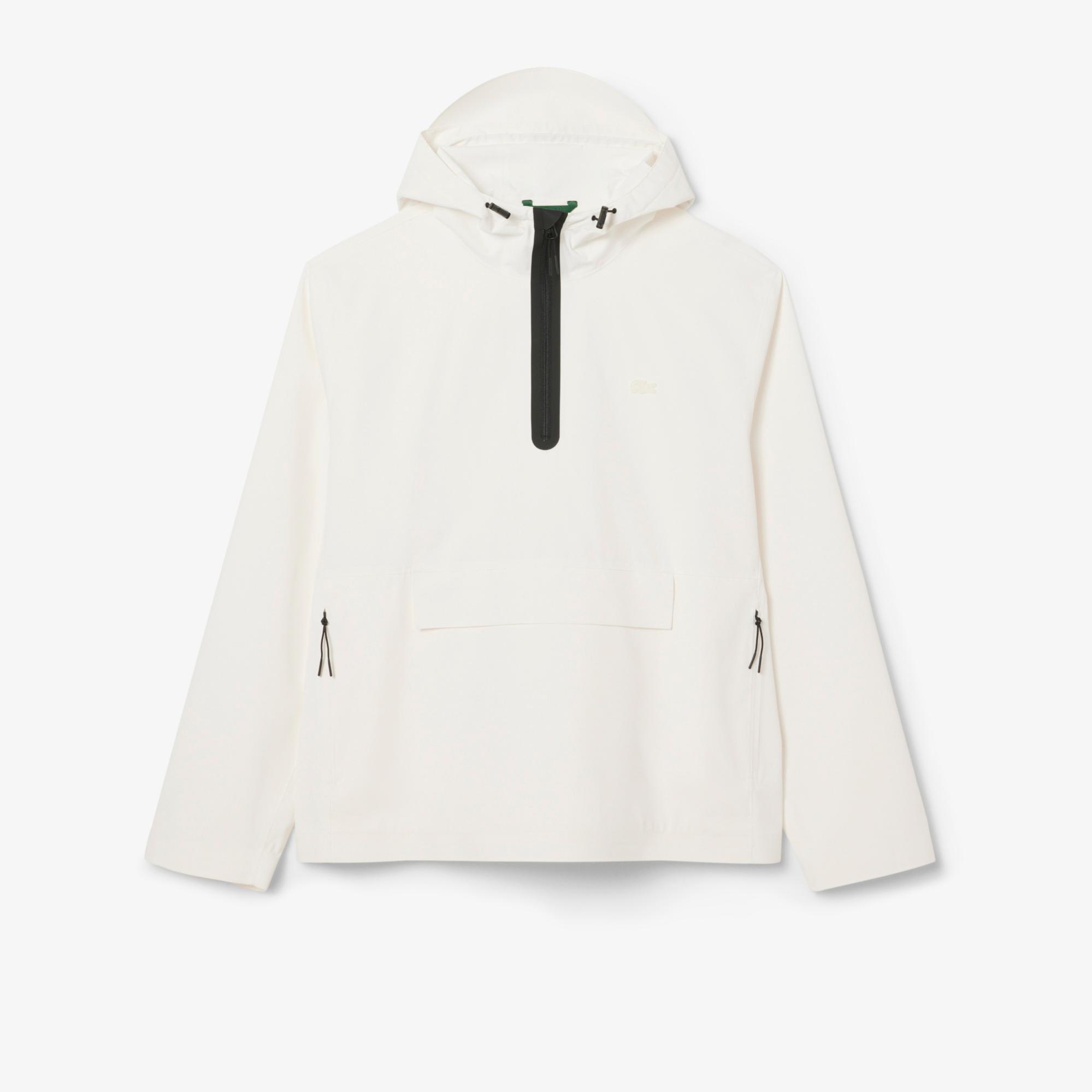 Lacoste Erkek Oversize Fit Kapüşonlu Beyaz Yağmurluk