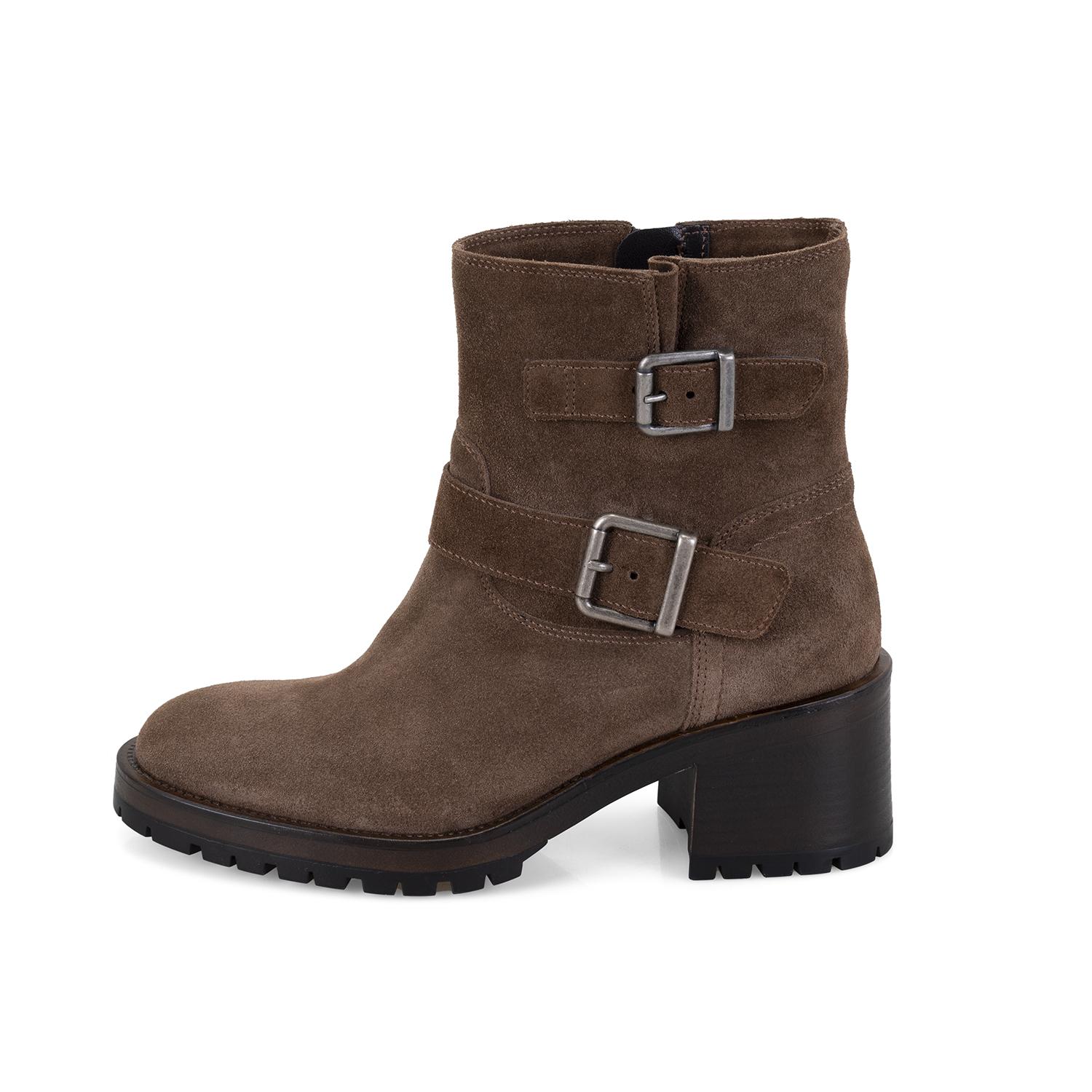 Brices Kemer Aksesuarlı Taba Kadın Topuklu Süet Bot