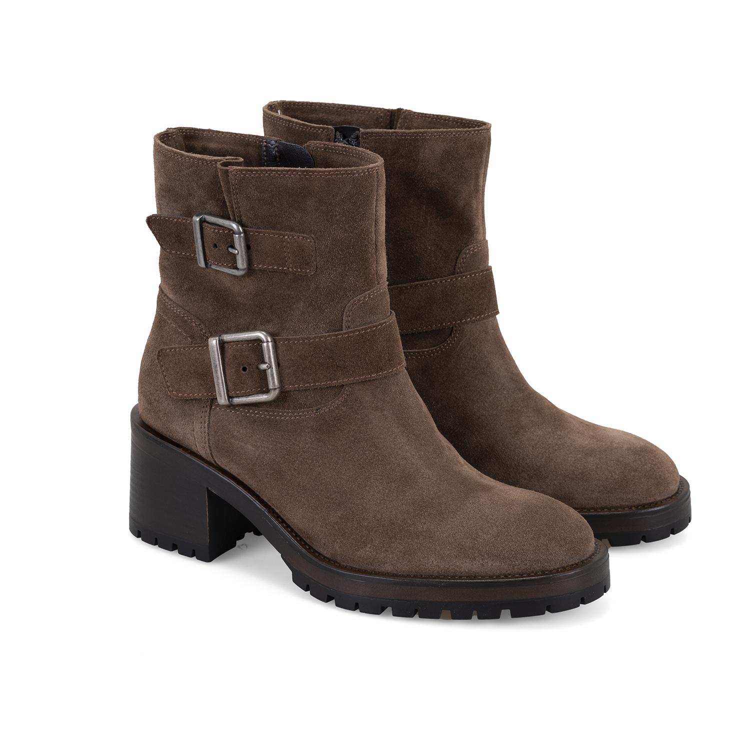 Brices Kemer Aksesuarlı Taba Kadın Topuklu Süet Bot