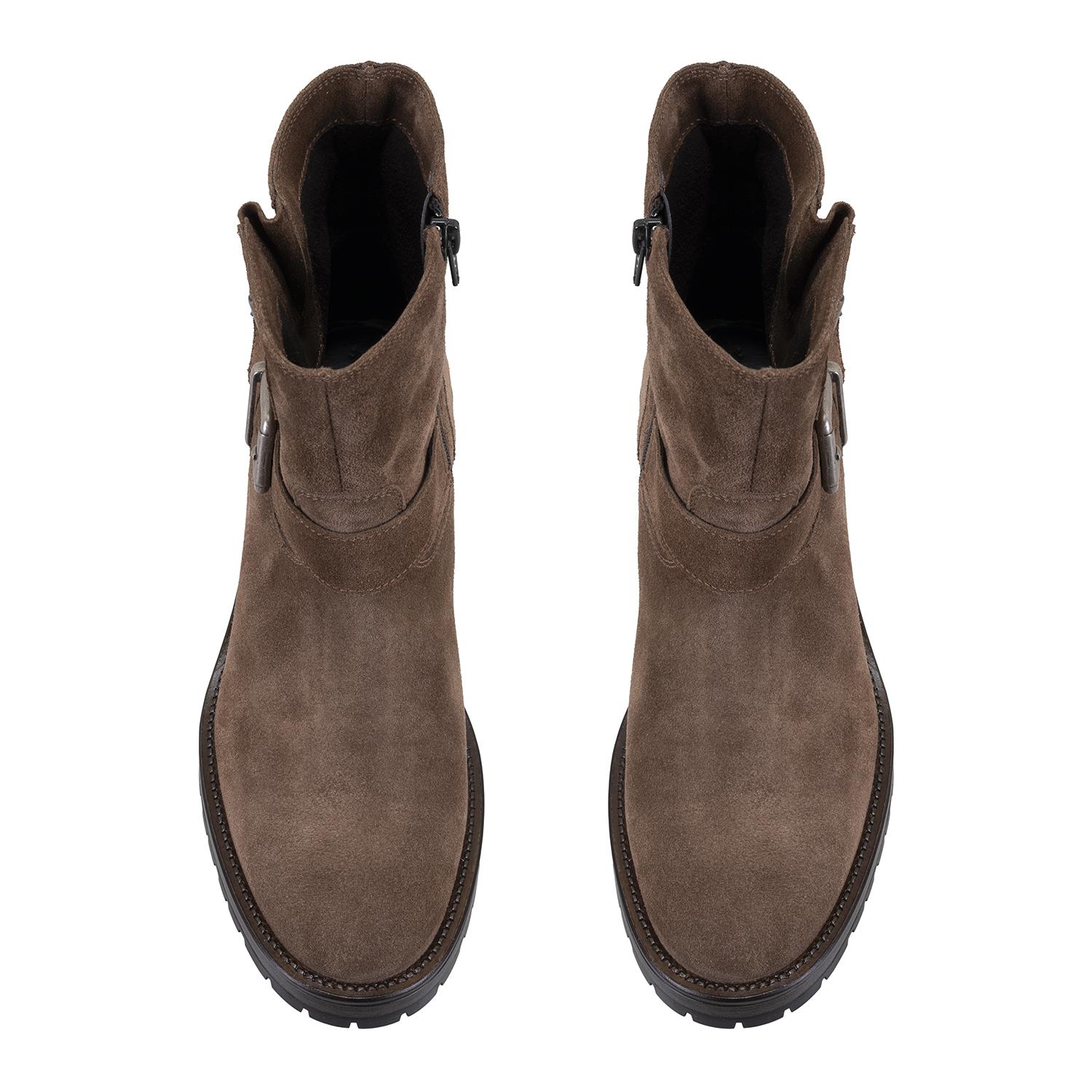 Brices Kemer Aksesuarlı Taba Kadın Topuklu Süet Bot