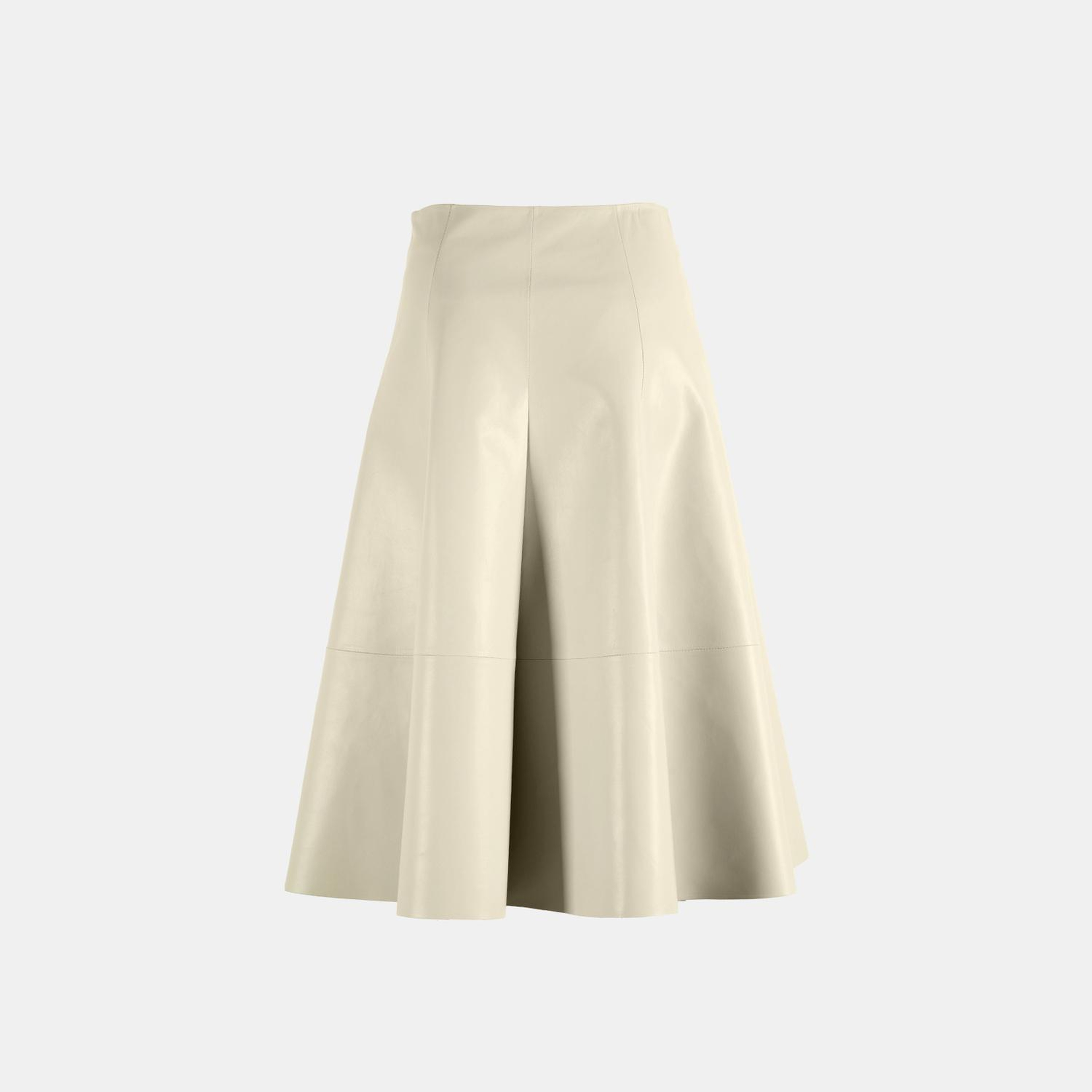 Limited Edition Kadın Krem Uzun Deri Etek