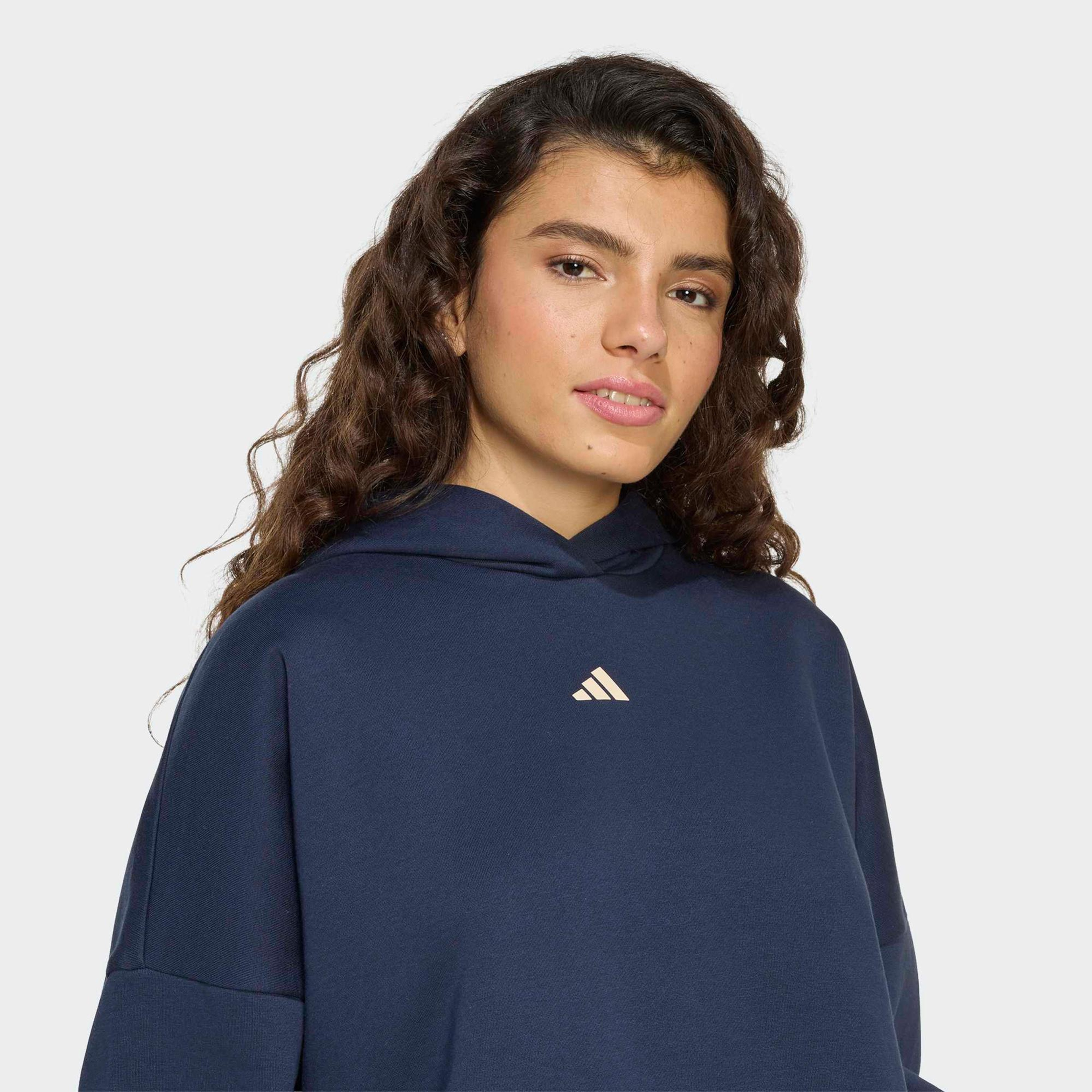 adidas 3-Stripes Studio Kadın Mavi Hoodie