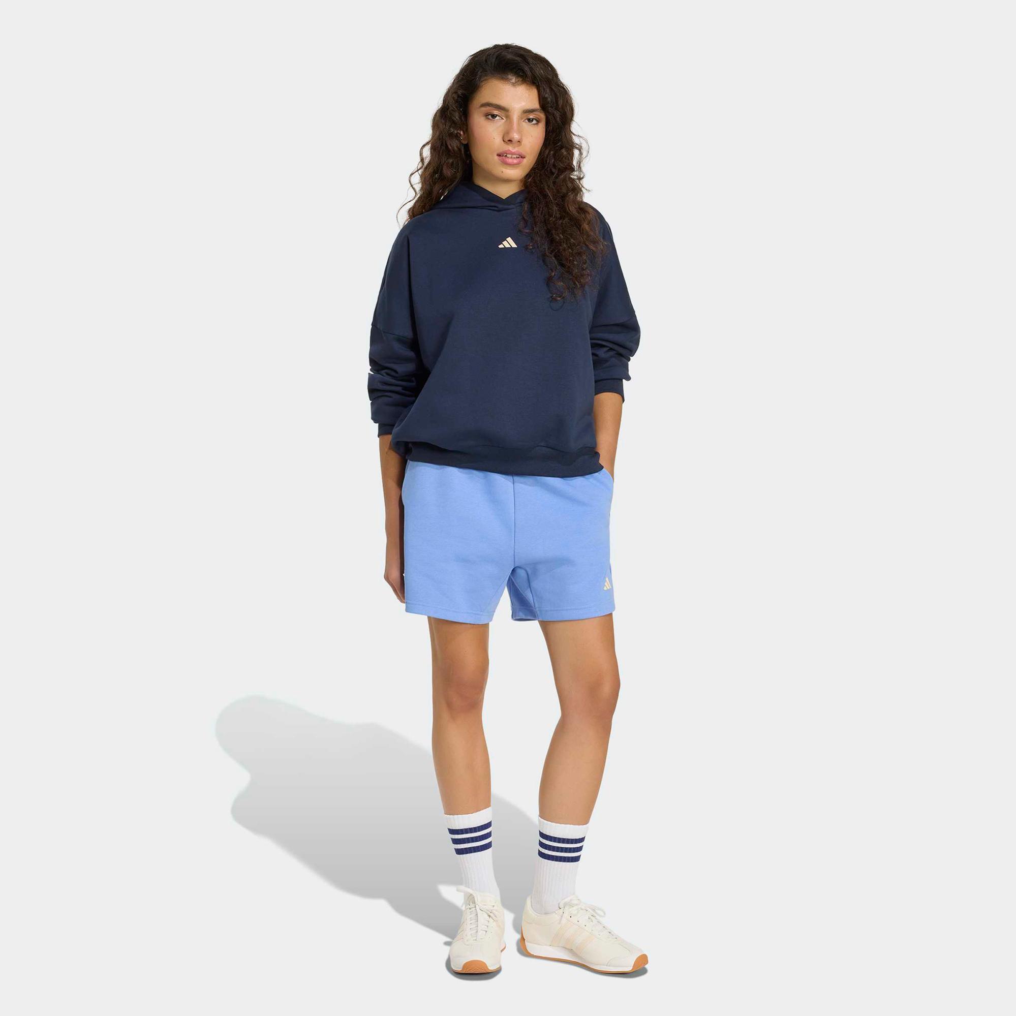 adidas 3-Stripes Studio Kadın Mavi Hoodie