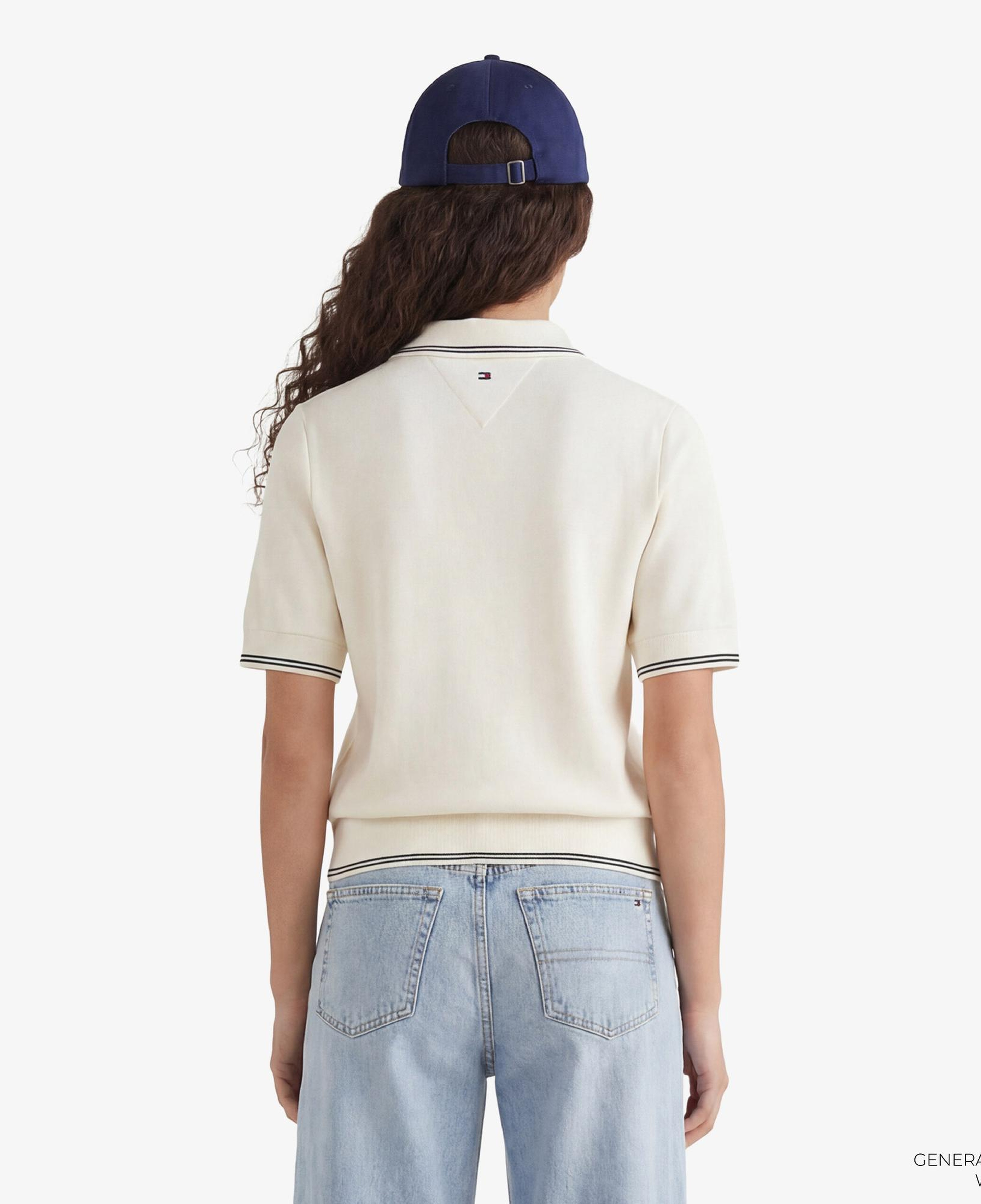 Tommy Hilfiger Script Liyosel Kadın Bej Polo Yaka T-Shirt