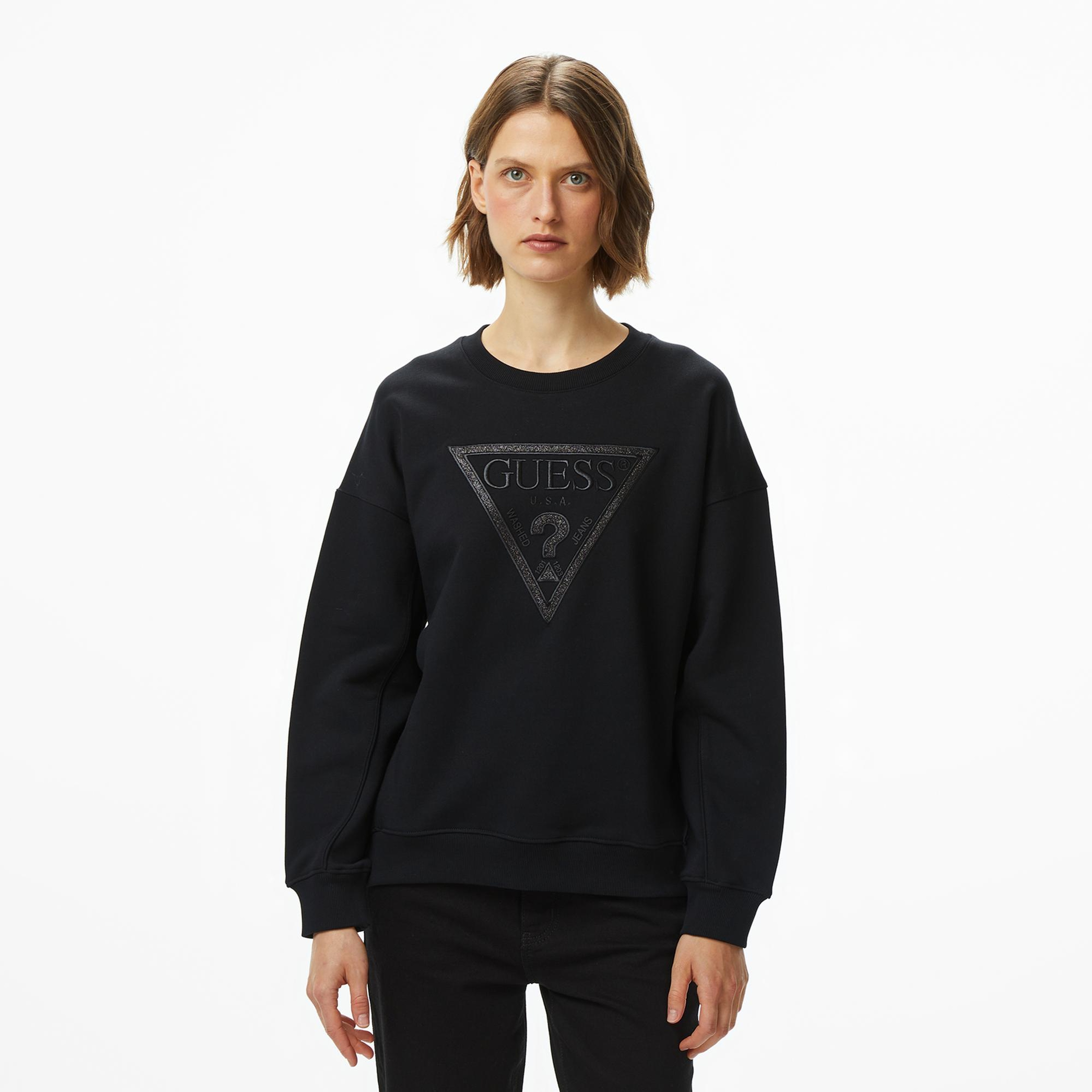 Guess Glitter Kadın Siyah Sweatshirt