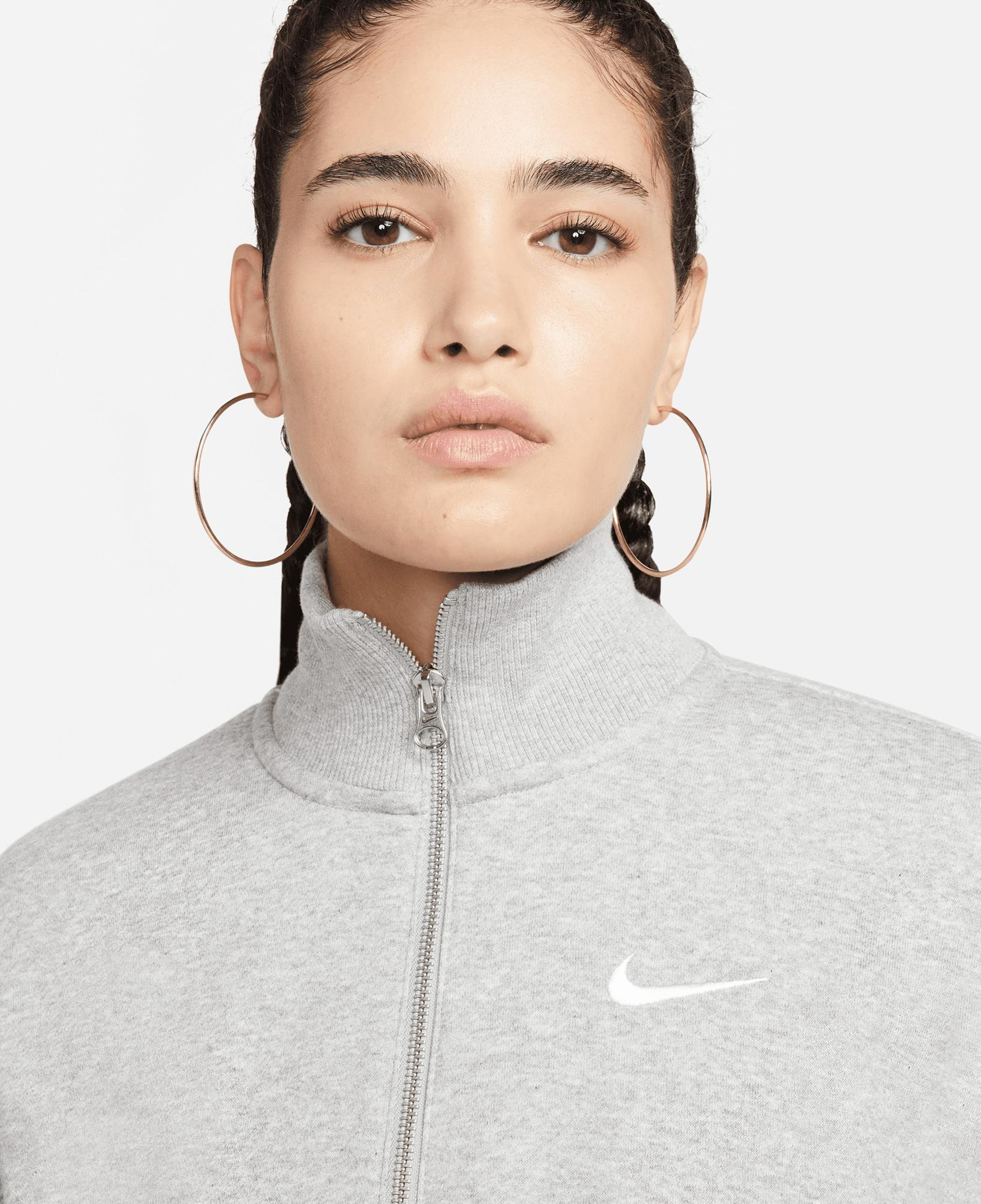 Nike Sportswear Phoenix Fleece Crop Kadın Gri Sweatshirt