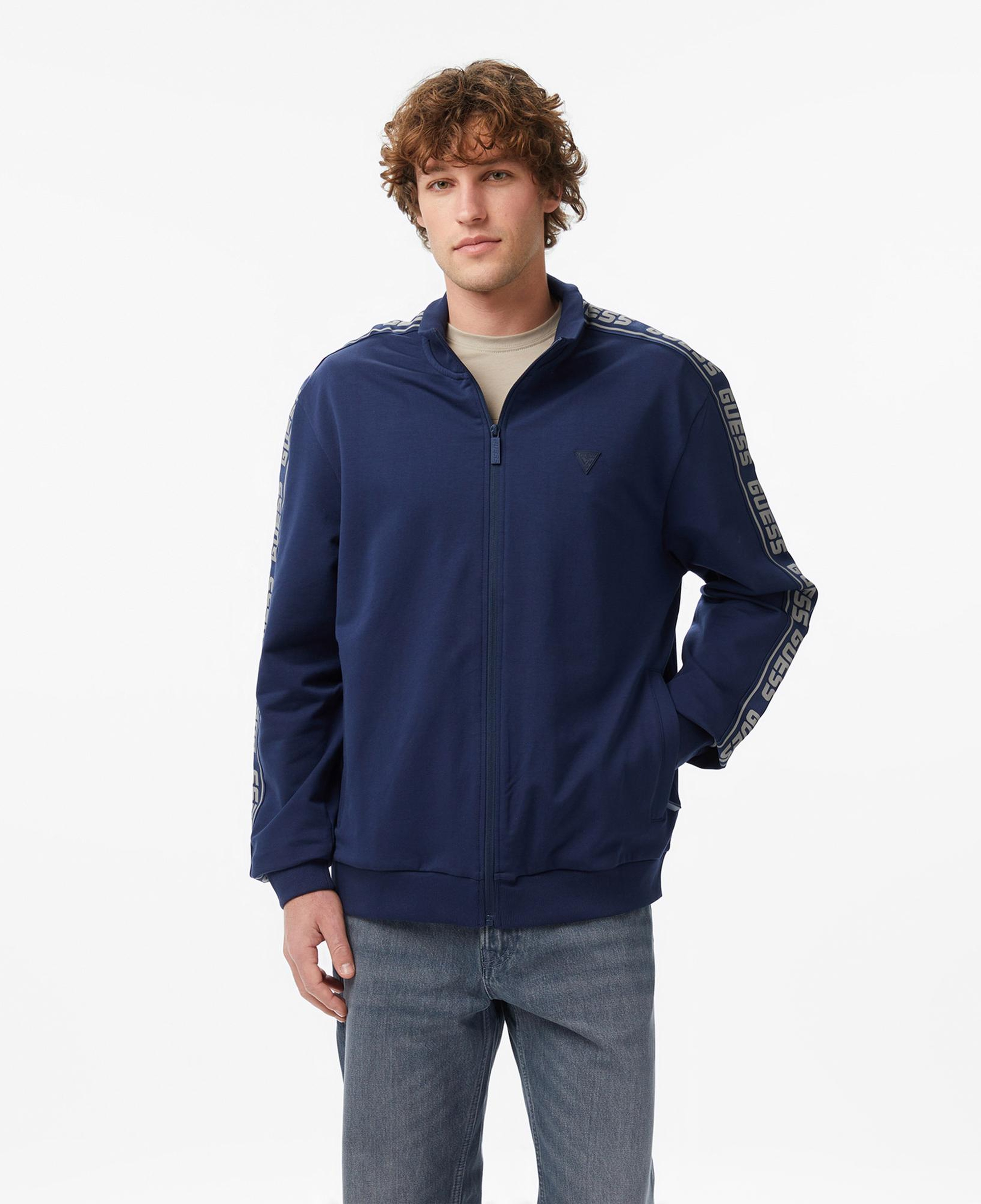 Guess Full Zip Aktif Erkek Mavi Sweatshirt