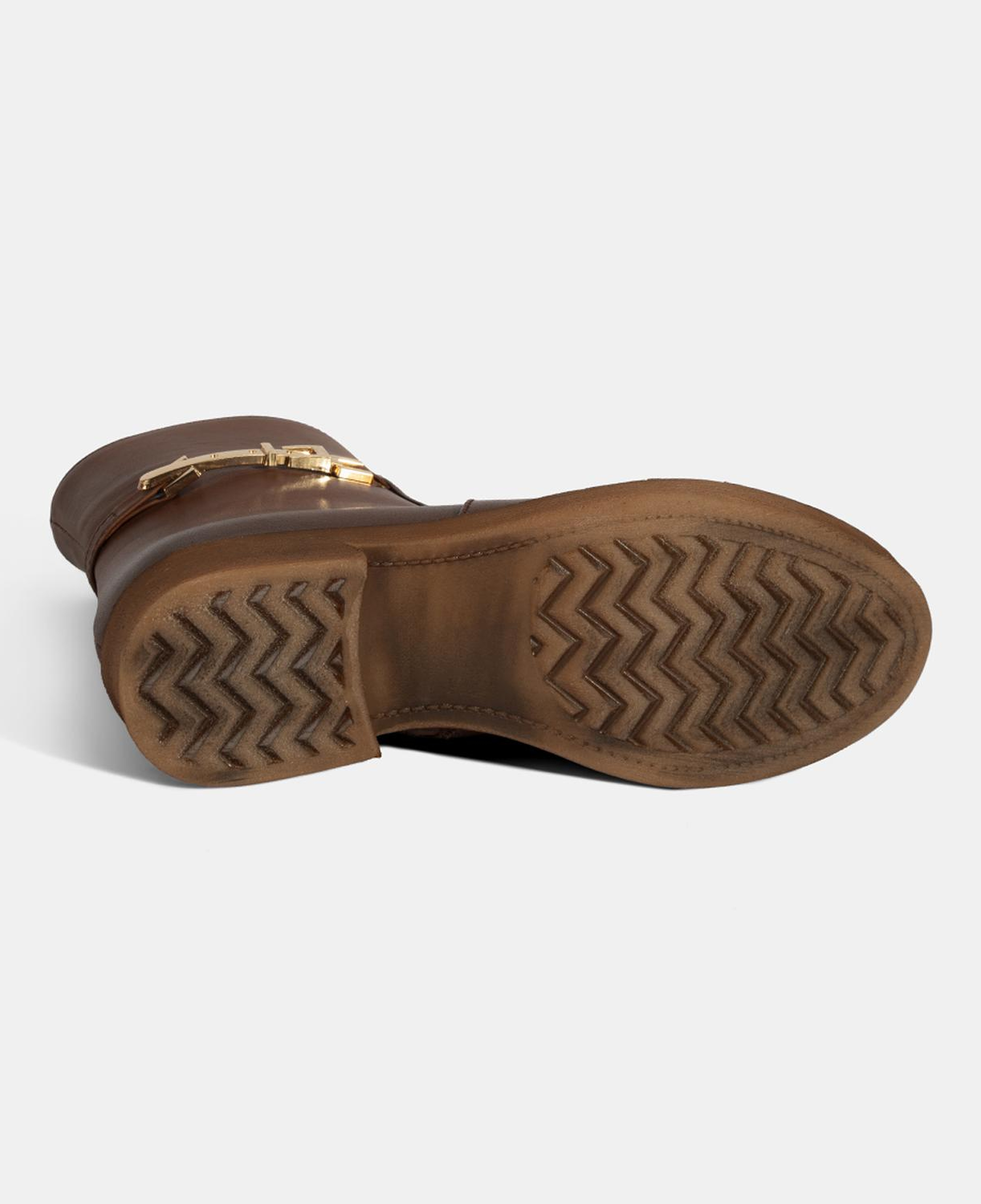 Kadın Taba Metal Aksesuarlı Deri Bot