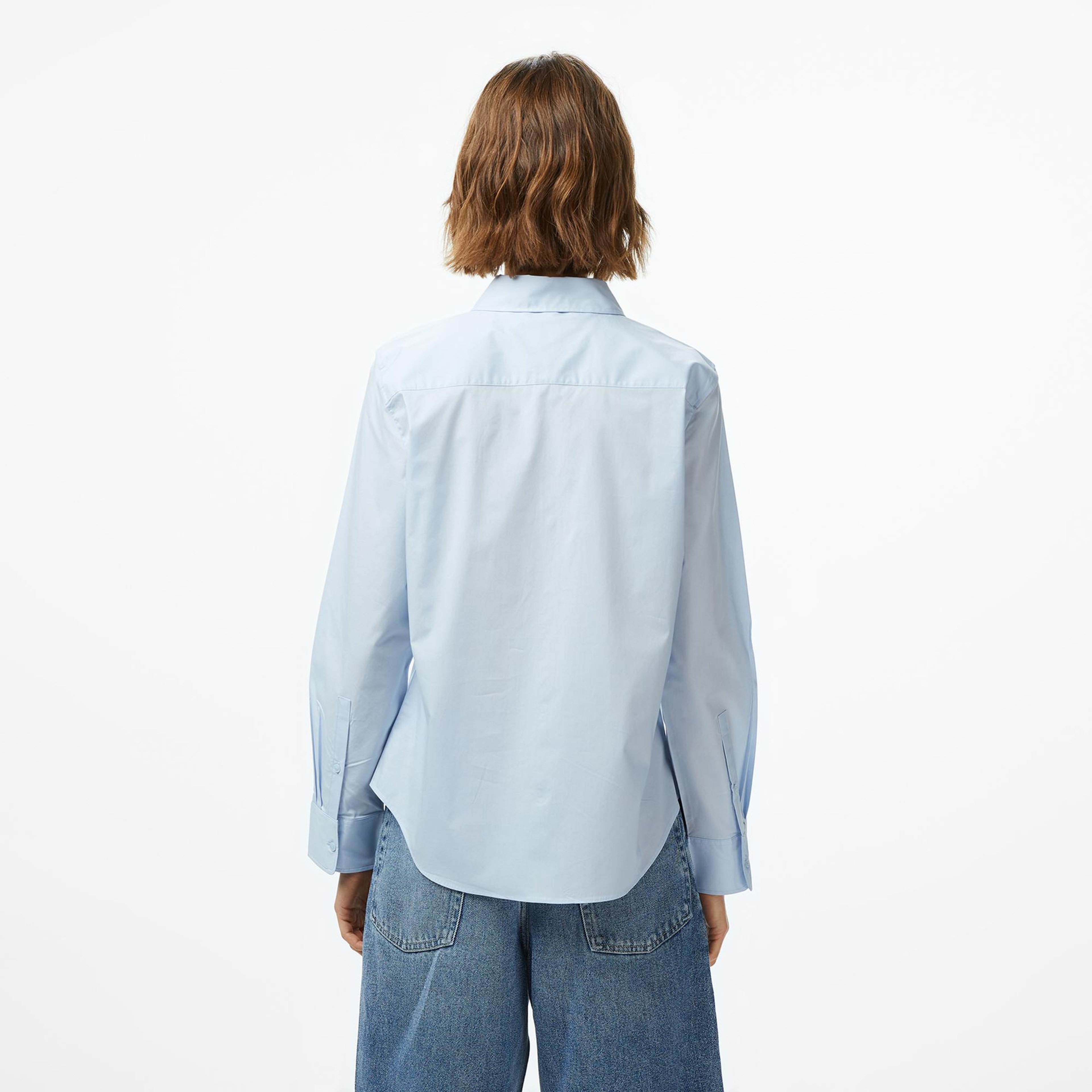 Tommy Hilfiger Essentials Poplin Regular Kadın Mavi Gömlek