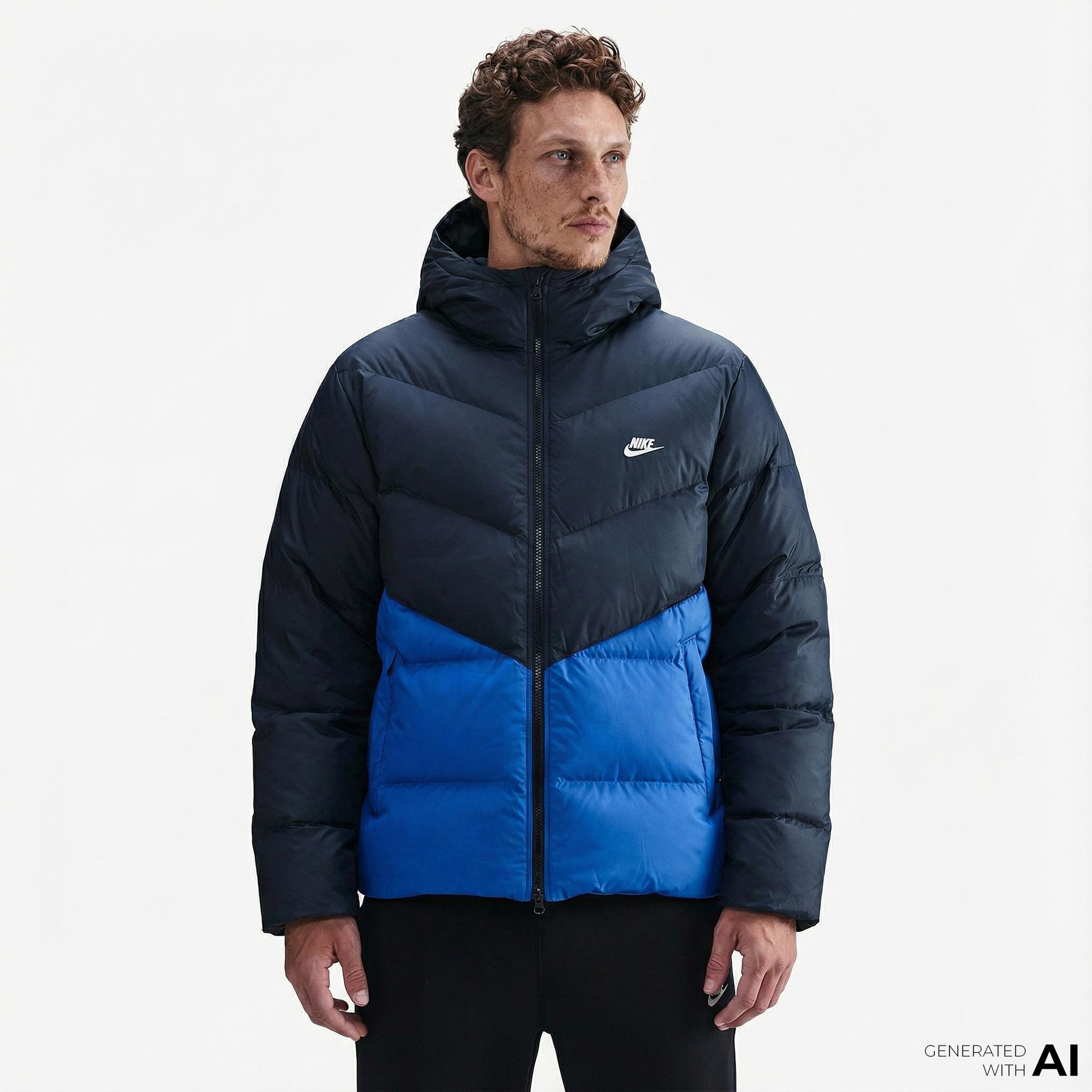 Nike Windrunner Statement Down Erkek Mavi Mont
