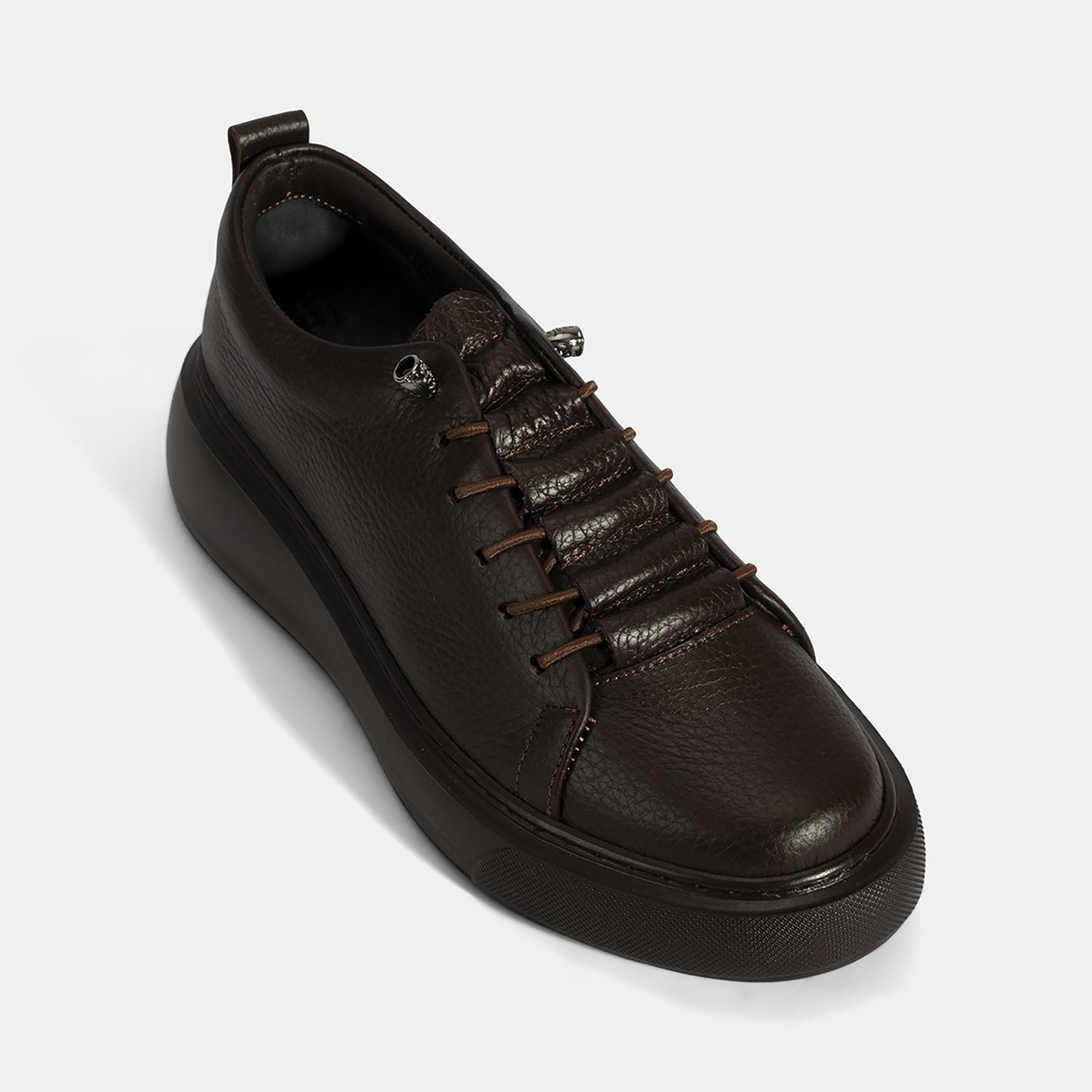 Kadın Kahve Bağcıklı Deri Spor Ayakkabı