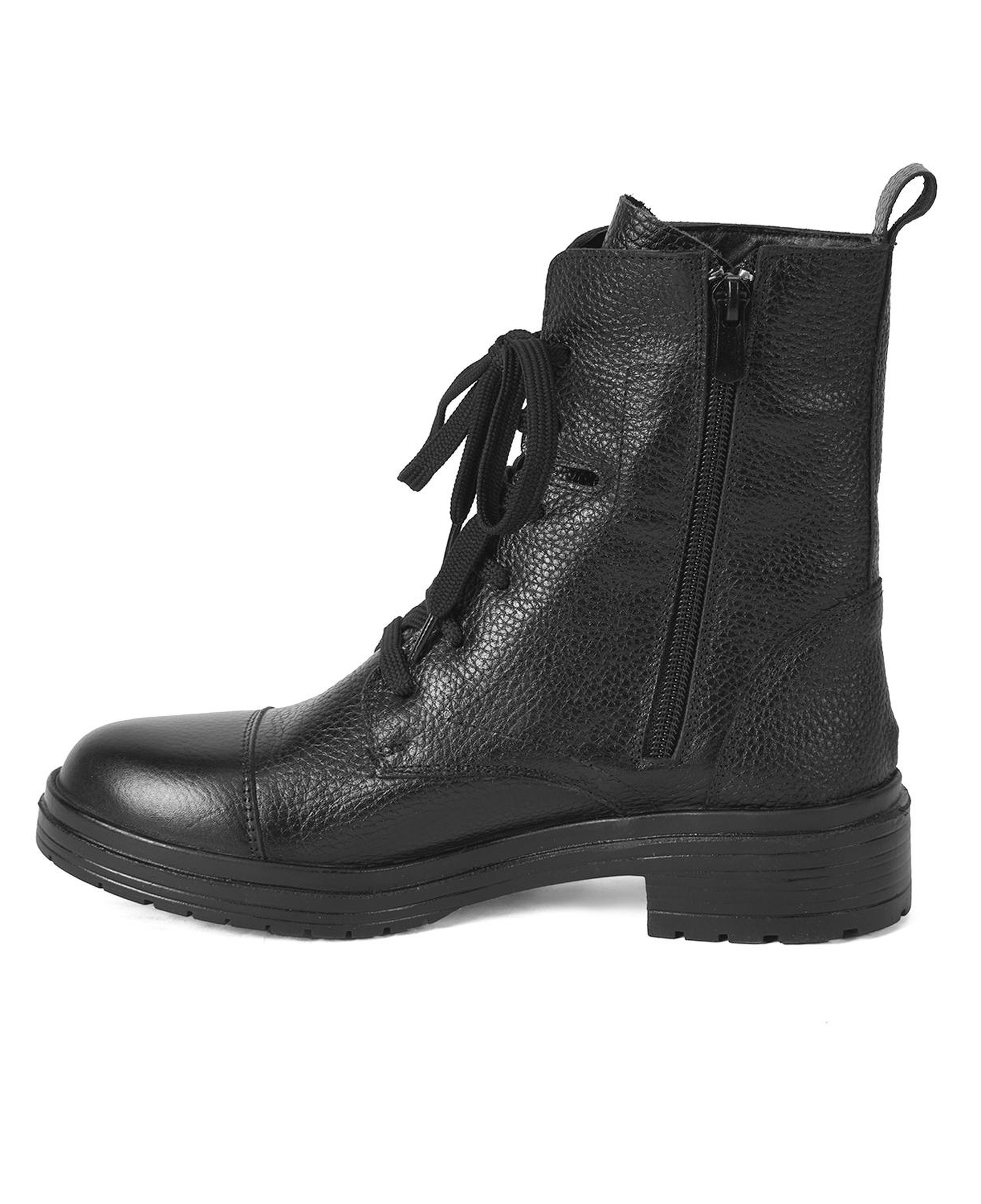 Lias Siyah Kadın Fermuarlı Deri Bot