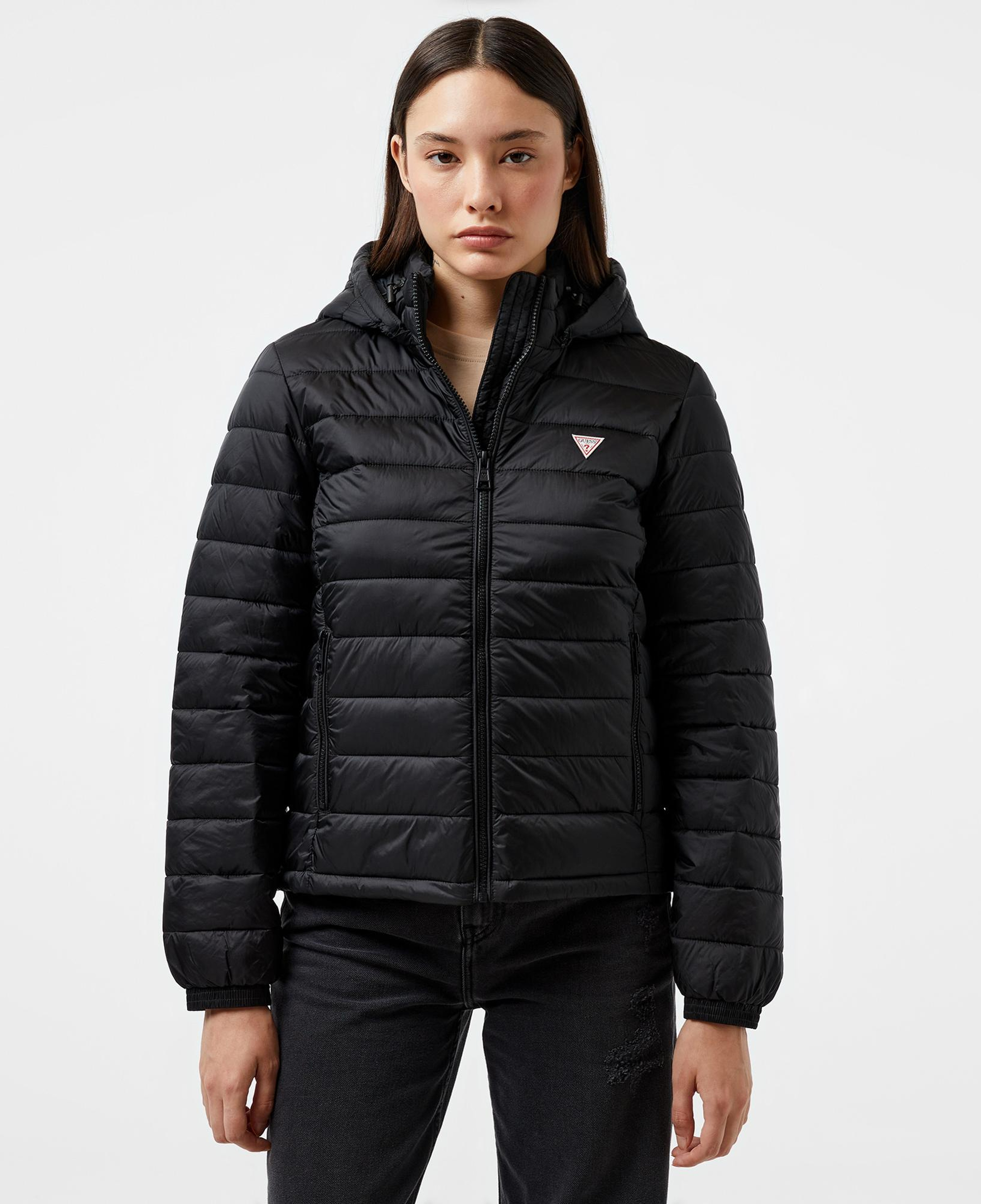 Guess Hooded PufferKadın Siyah Mont