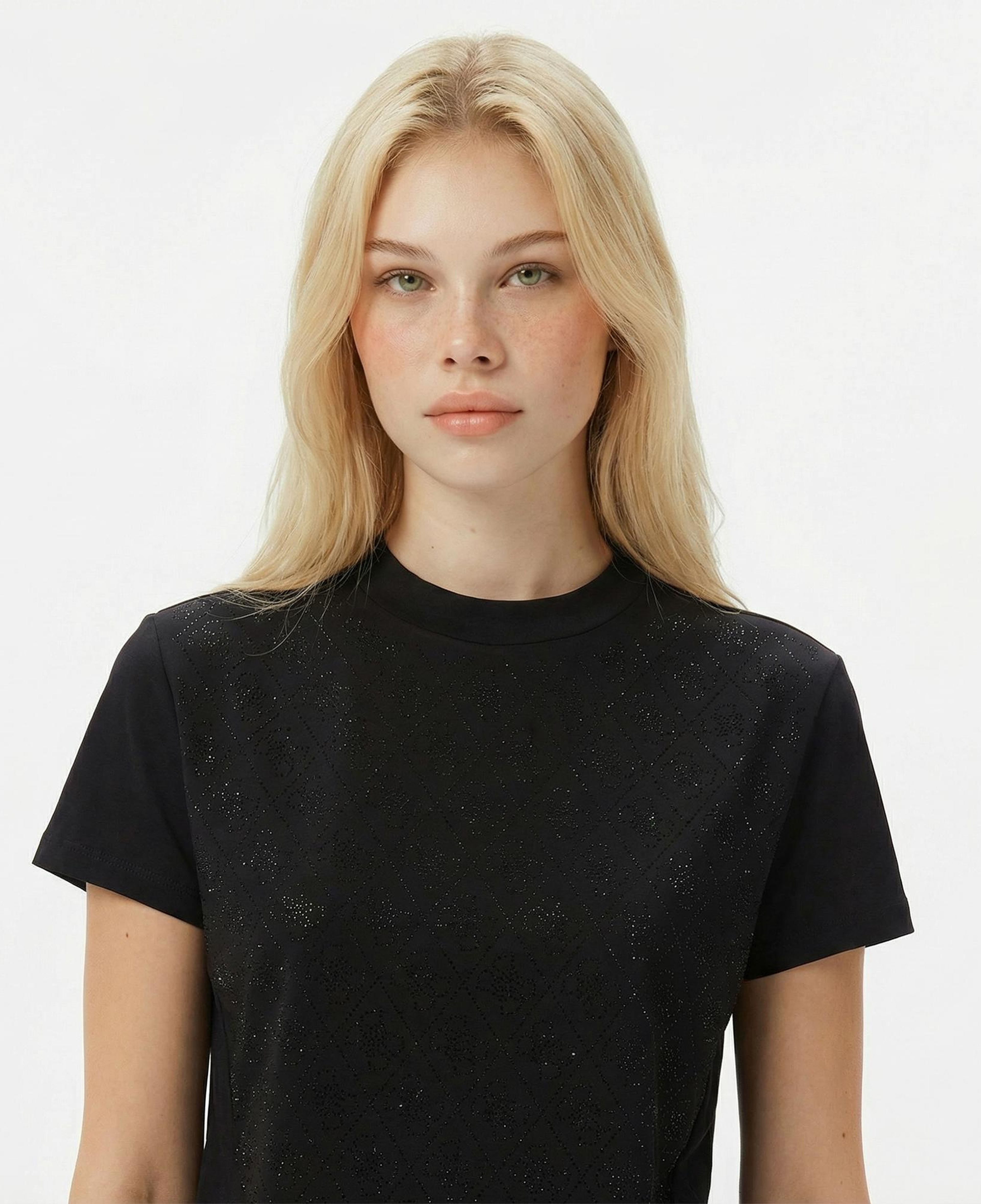 Guess Mock Slim Fit Kadın Siyah T-Shirt