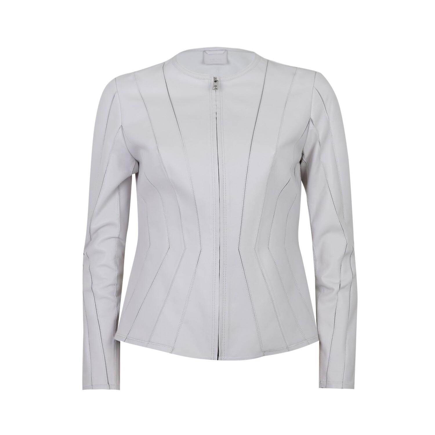 Bienna Beyaz Kadın Panelli Deri Ceket