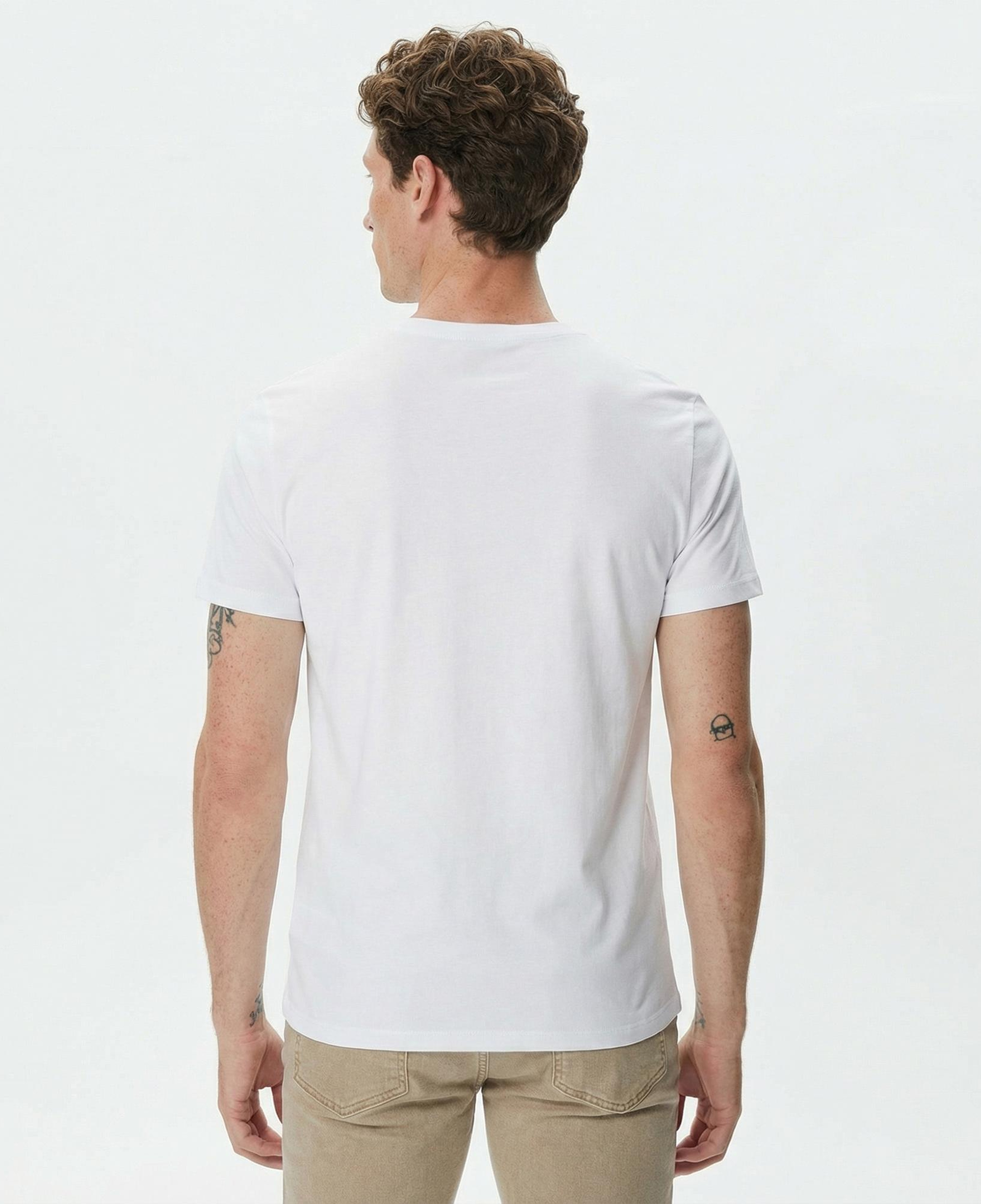 Guess Original Logo Mid Organic Stream Jersey Erkek Beyaz T-Shirt