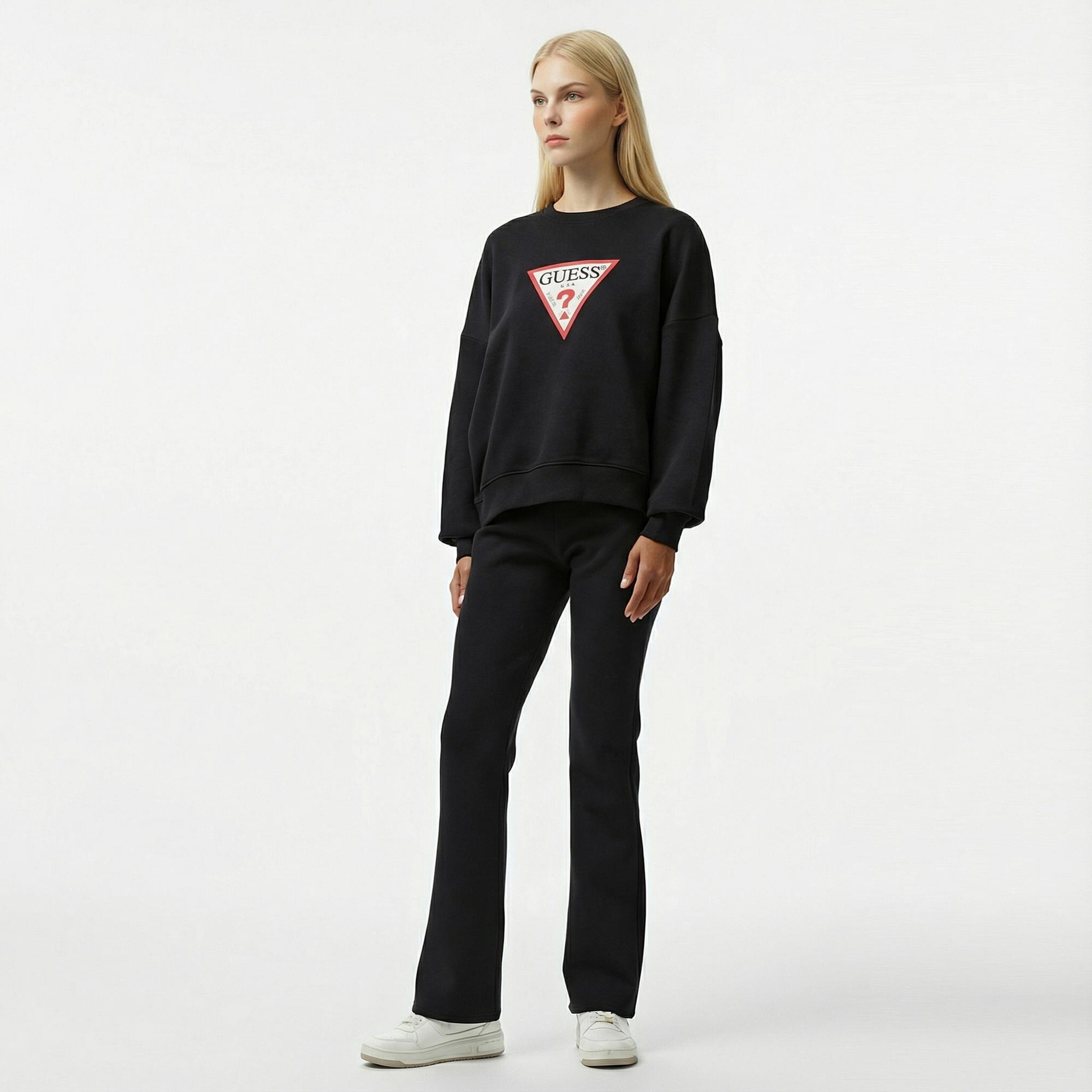 Guess Iconic Tria Kadın Siyah Sweatshirt