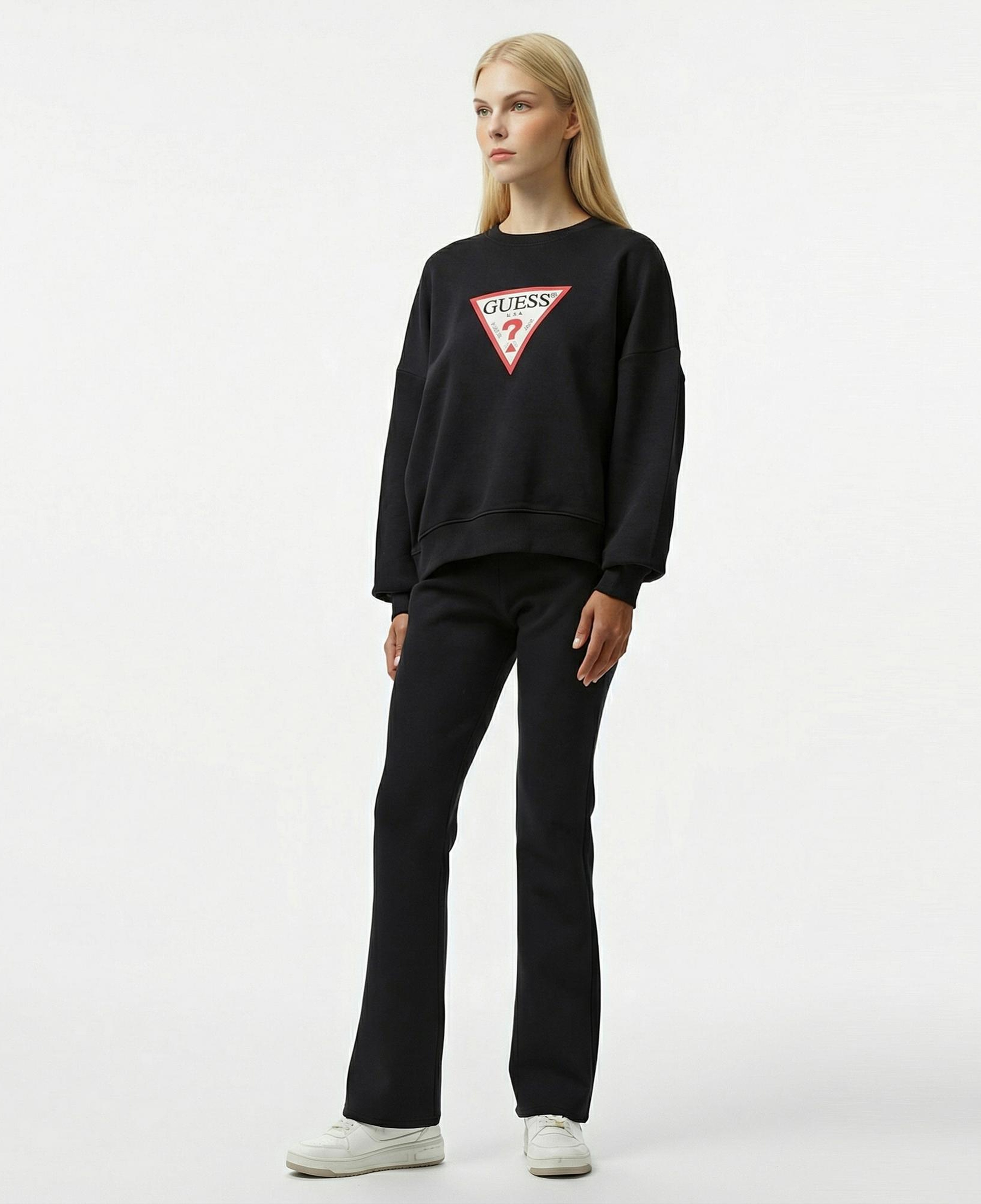 Guess Iconic Tria Kadın Siyah Sweatshirt