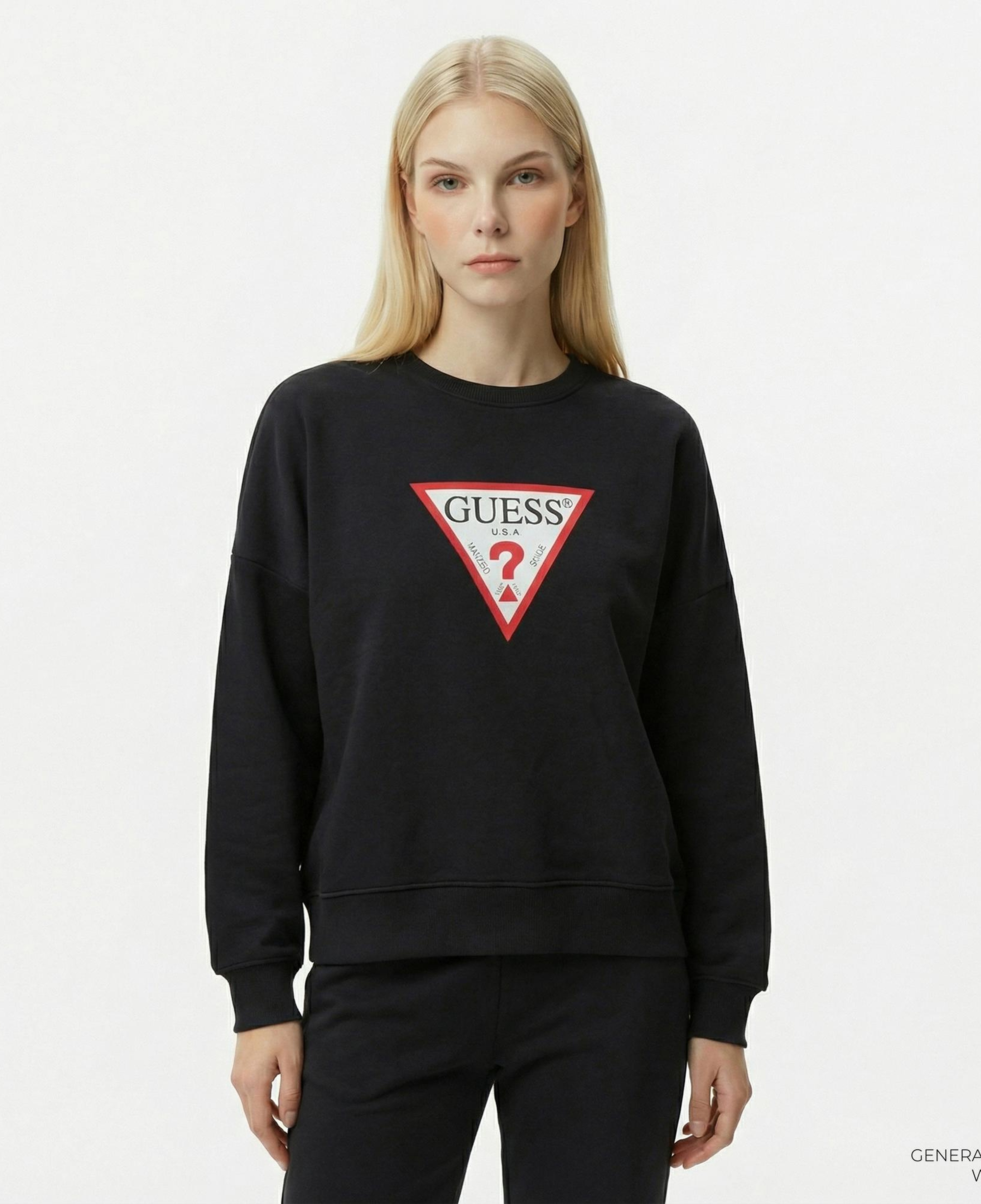 Guess Iconic Tria Kadın Siyah Sweatshirt